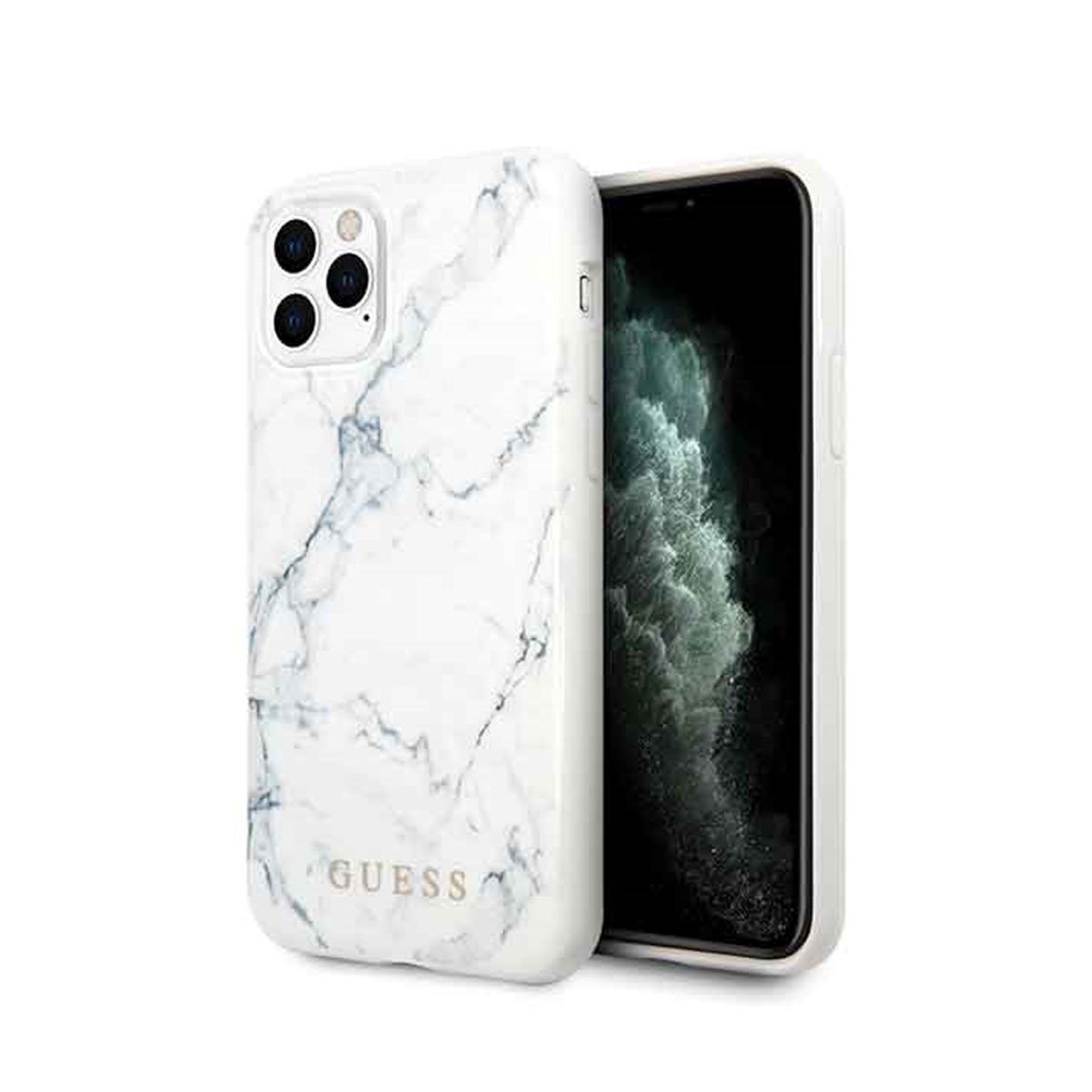 Guess Handyhülle Guess Marble Collection Apple iPhone 11 Pro Weiß Marmor Hard Case Cover Schutzhülle Etui