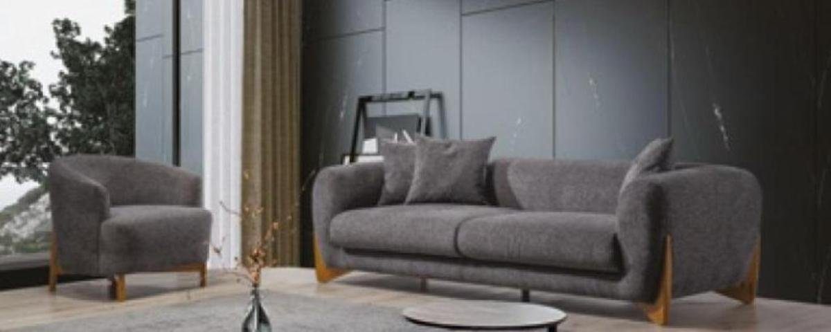 Sofagarnitur Sofa 3 in Sitzer, Europe Made Sessel Italienischer Wohnzimmer Stil JVmoebel