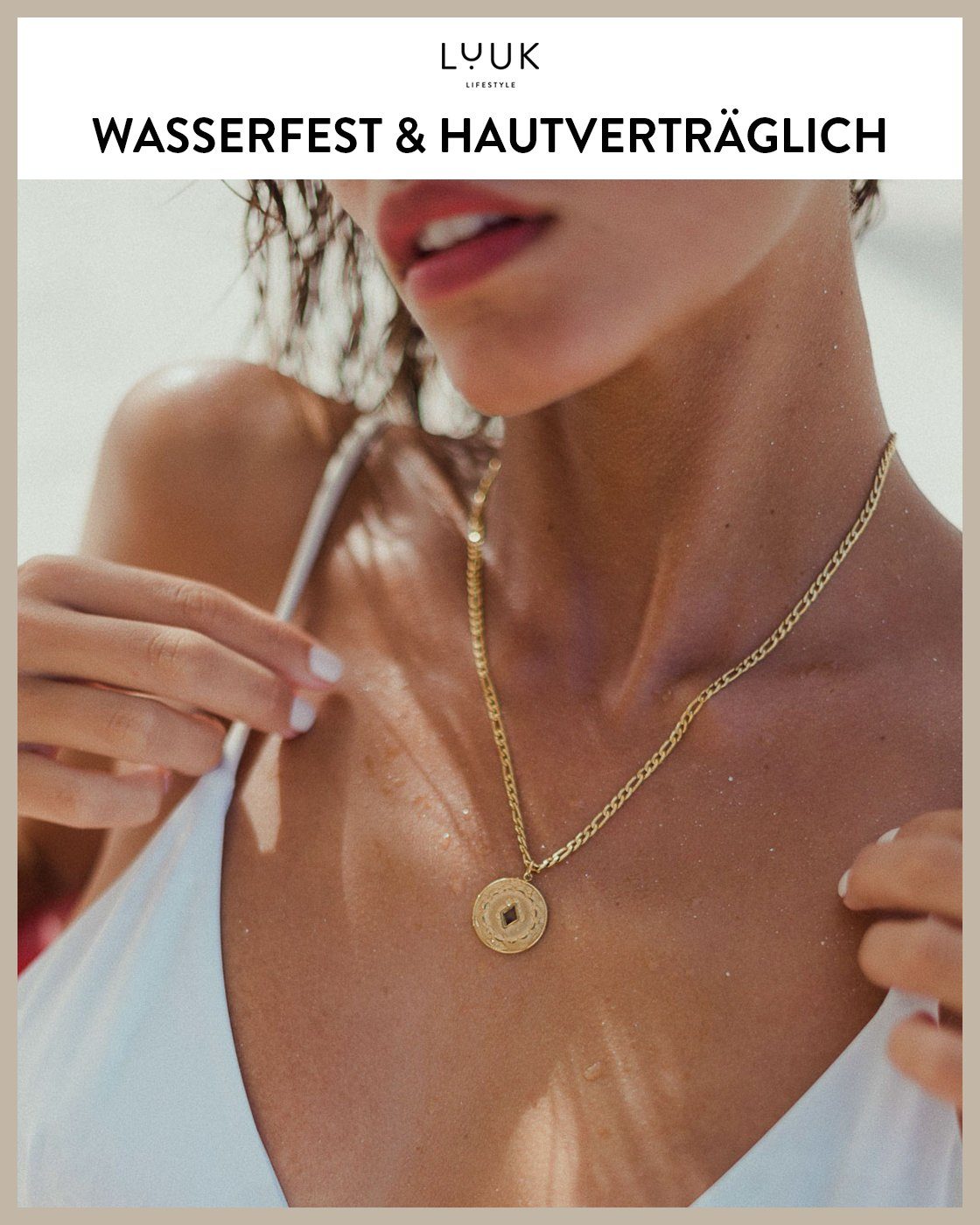 Design LIFESTYLE Rosé Raute Anhänger Edelstahlkette LUUK modernes aus Raute, Edelstahl,