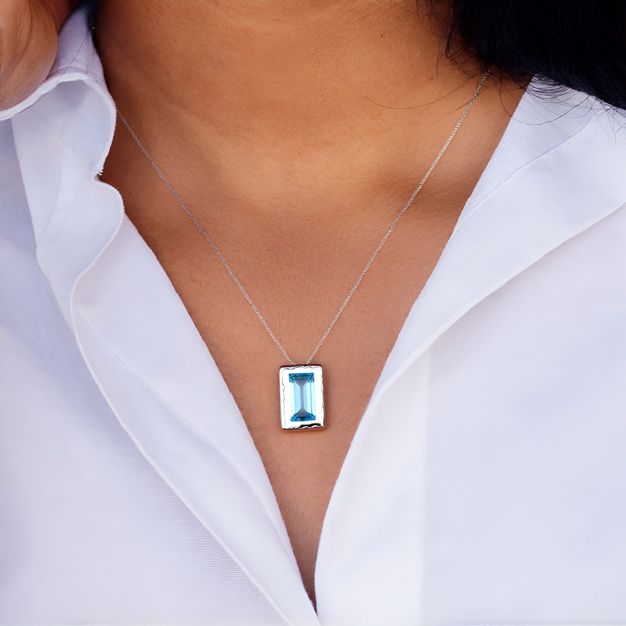 Cavill Kettenanhänger Cavill Himmelblauer Topas 2,82 ct, 925 Sterling Silbe günstig online kaufen