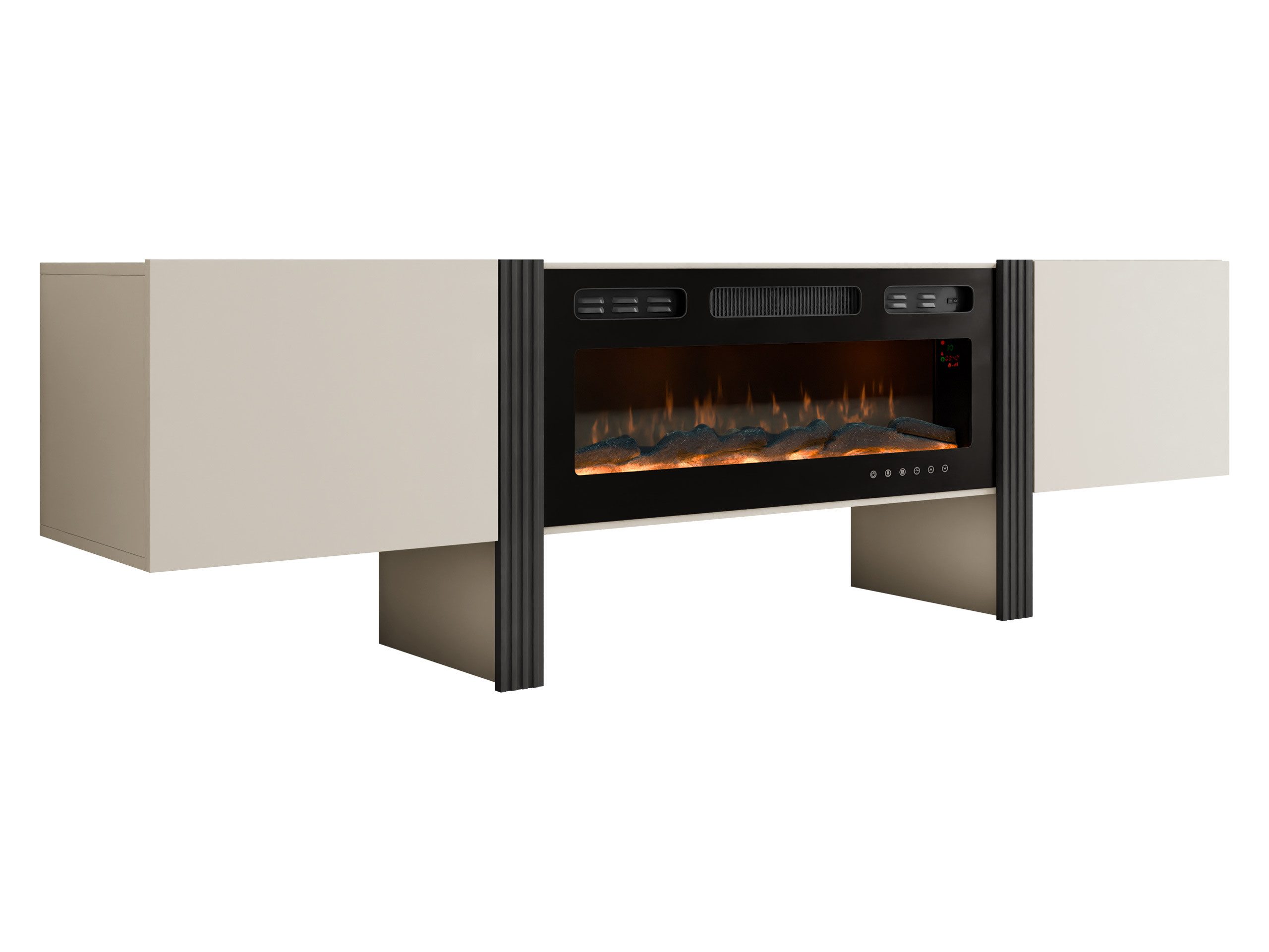MIRJAN24 TV-Schrank 200 2D Tore 05 mit Kamin (mit zwei Drehtüren) Realistische LED-Flamme. 200x41x58 cm