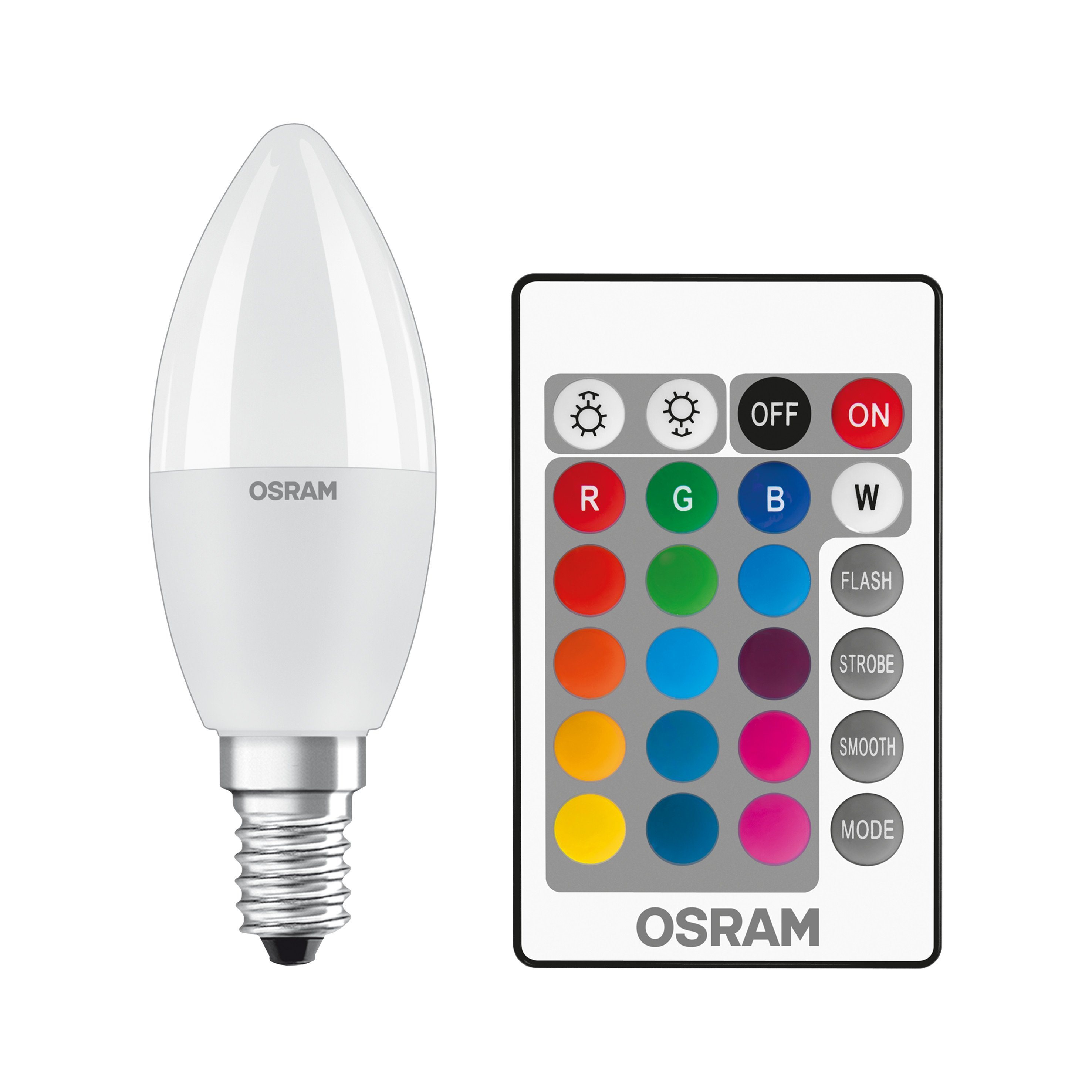 Consumer LED RGBW Lampe mit Fernbedienung »ST CLAS B 40 FR 5.5 W/827 E14 RGBW« Consumer LED RGBW Lampe mit Fernbedienung »ST CLAS B 40 FR 5.5 W/827 E14 RGBW«