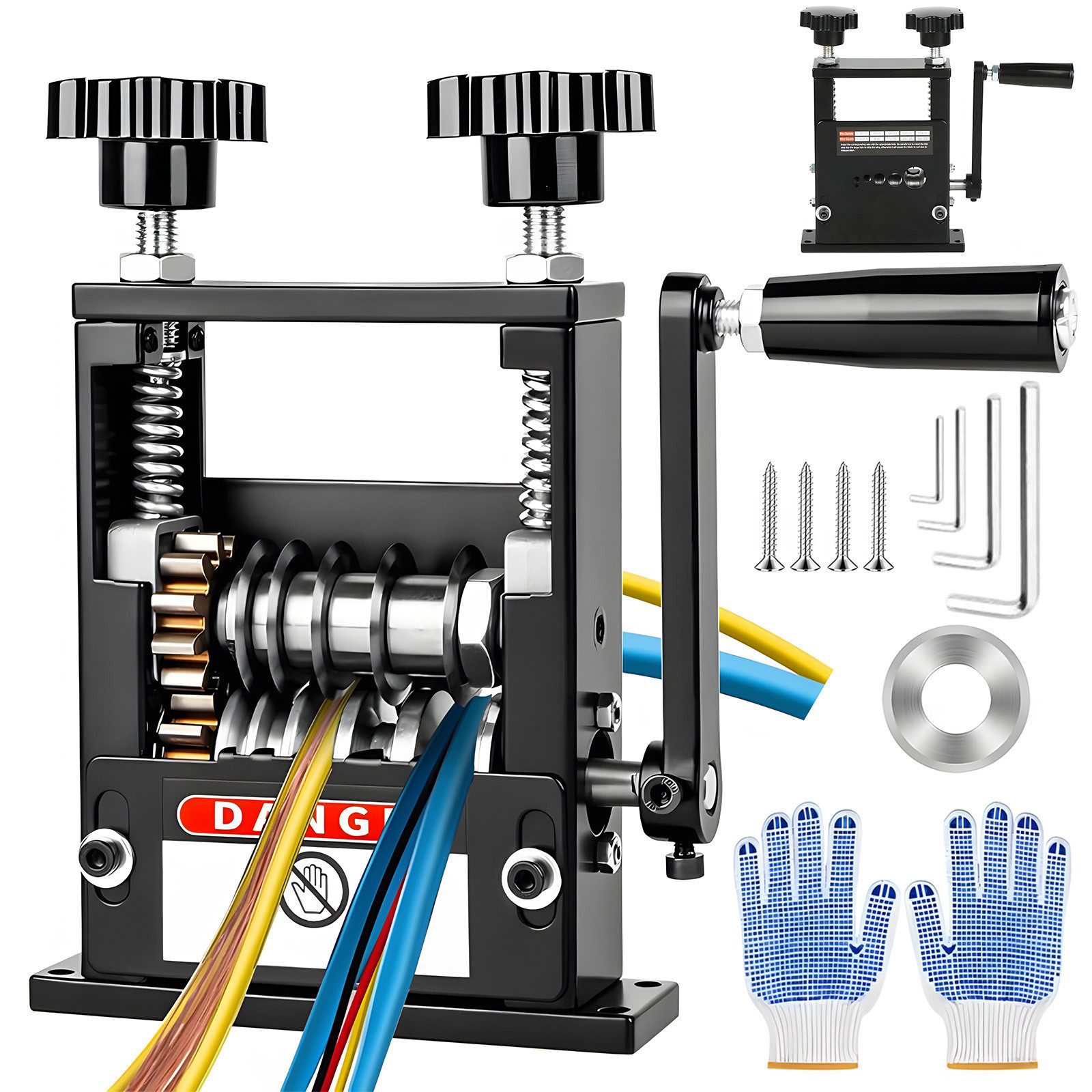 AKKEE Abisolierzange Kabelschälmaschine, Manuelle Kabelabisoliermaschine, mit 6 Kanälen und 5 Klingen, Kabel Abisolierer Maschine