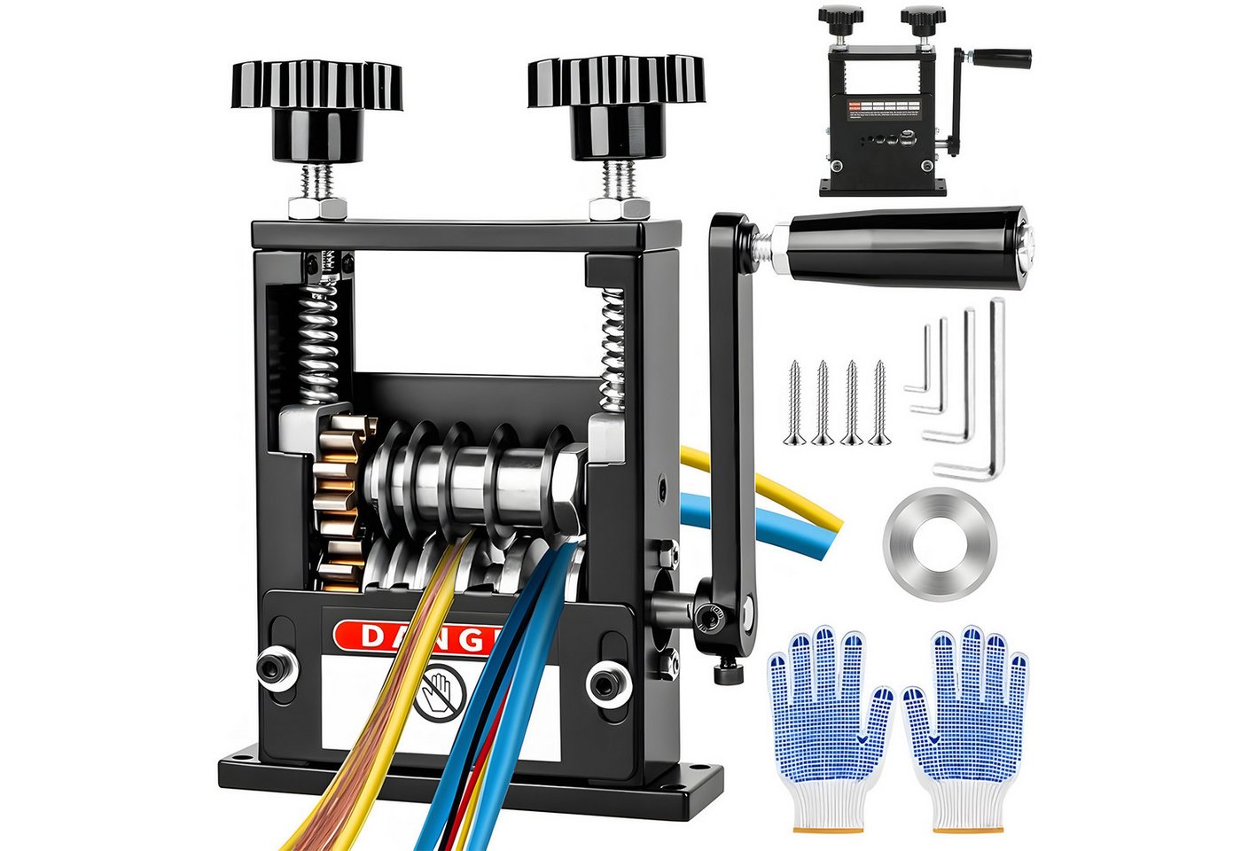 AKKEE Abisolierzange Kabelschälmaschine, Manuelle Kabelabisoliermaschine, mit 6 Kanälen und 5 Klingen, Kabel Abisolierer Maschine
