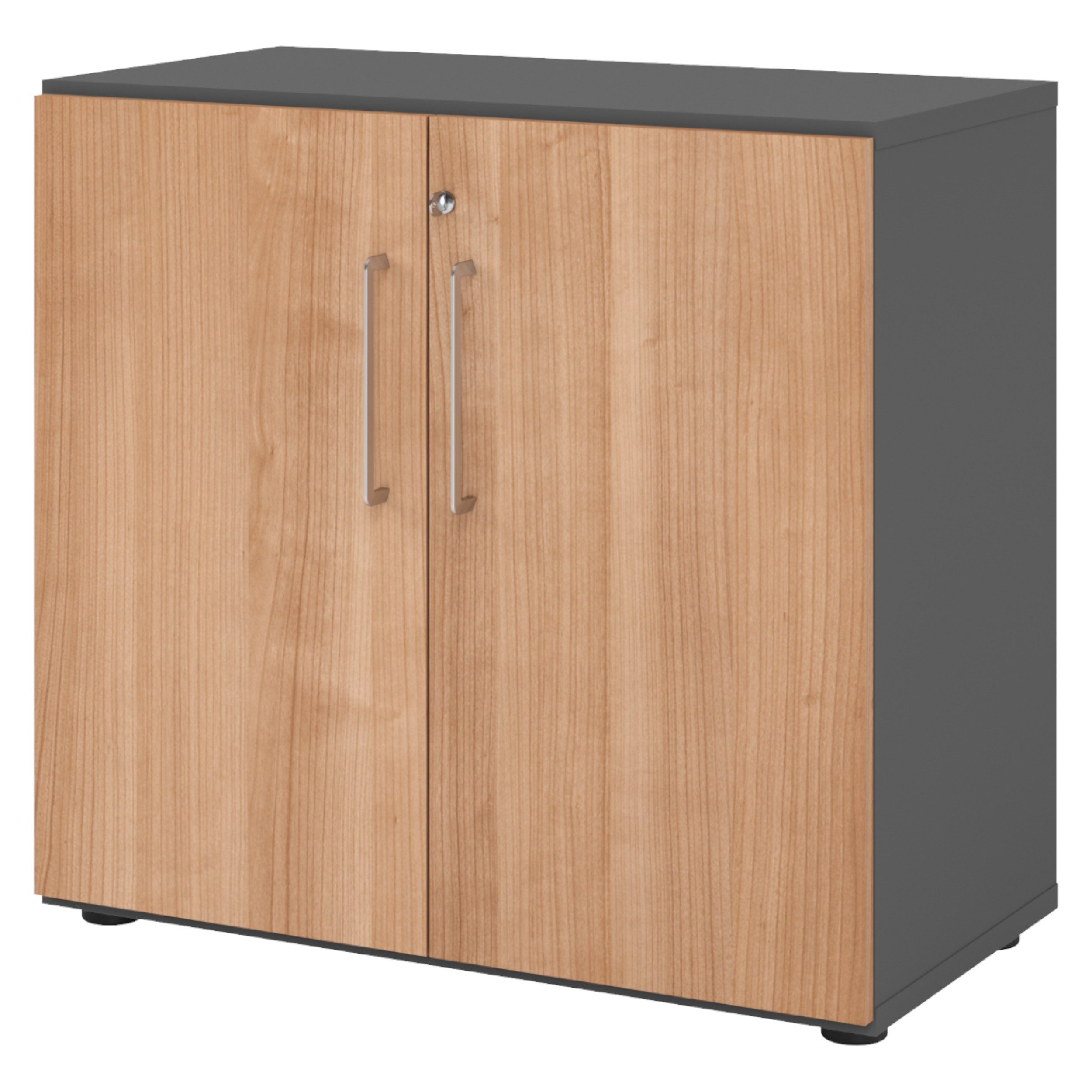 bümö Aktenschrank smart Büroschrank - 2 Ordnerhöhen Dekor: Graphit/Nussbaum