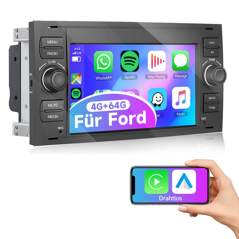 Android Autoradio für Ford mit Carplay Android Auto - 7'' Touchscreen Autoradio