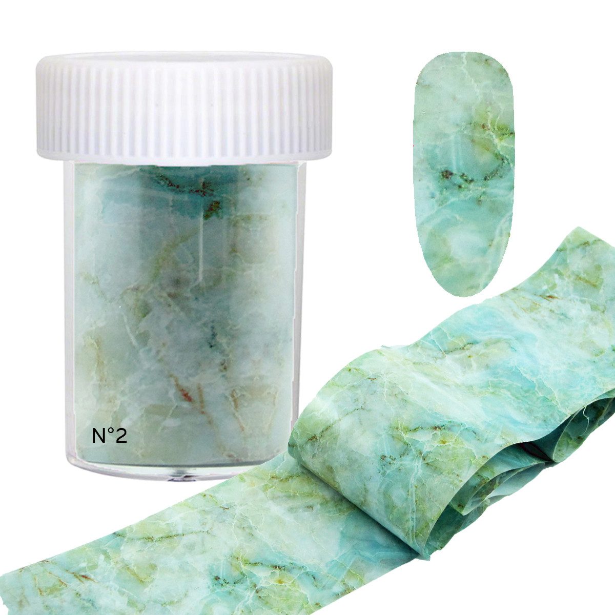 Sun Garden Nails Nageldesign Zubehör 6 x Nagelfolie + Folienkleber MARBLE SET 7 - Nail Art Folie, Spar-Set, Setartikel