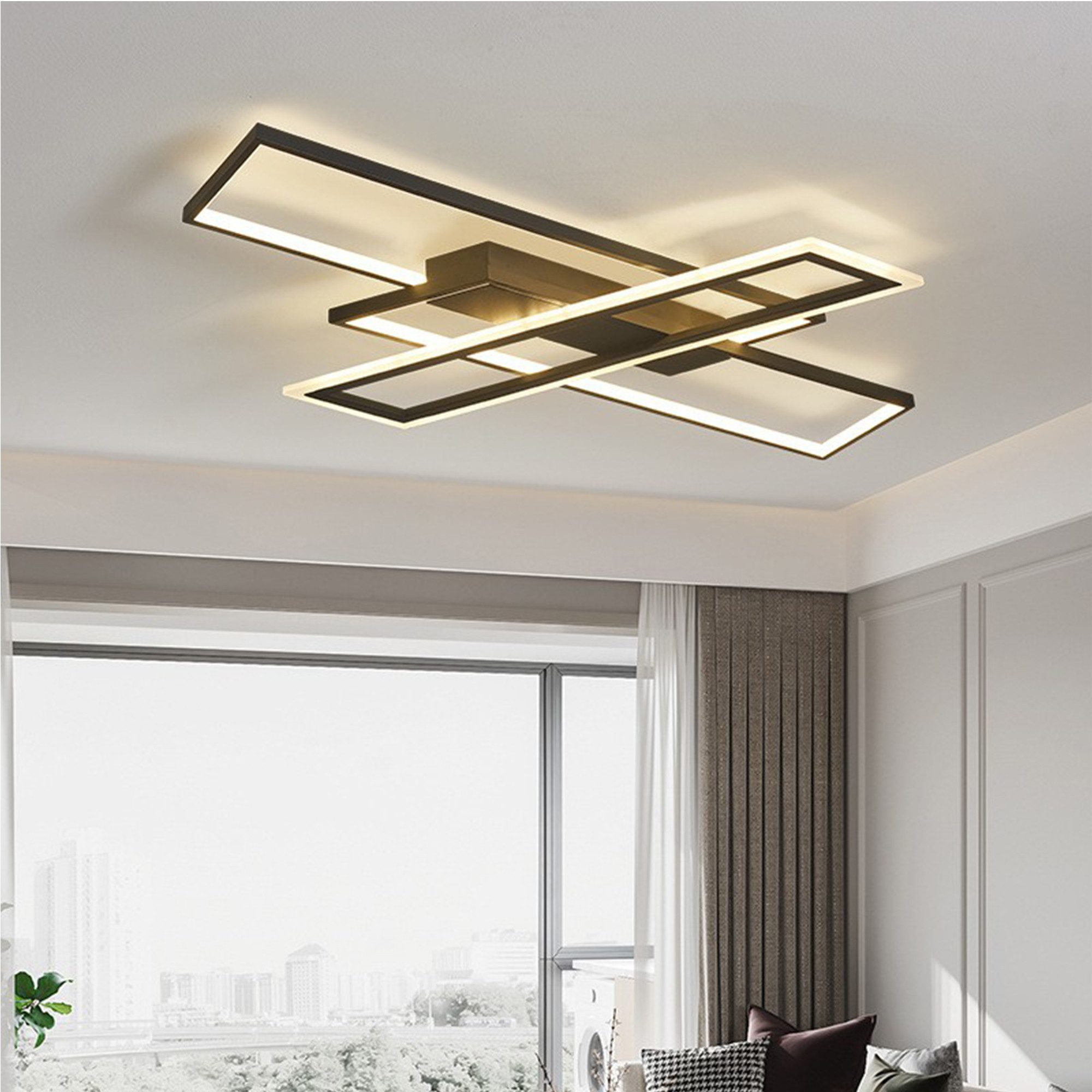 OYLCDI Deckenleuchten LED Deckenlampe 6 Rahmen,Dimmbar mit Fernbedienung für Wohnzimmer, LED fest integriert, 72W 3000-6500k, Modern Runde Wohnzimmer Schlafzimmer Arbeitszimmer Esszimmer Dekoration Lampen, Wohnzimmer-Leuchte