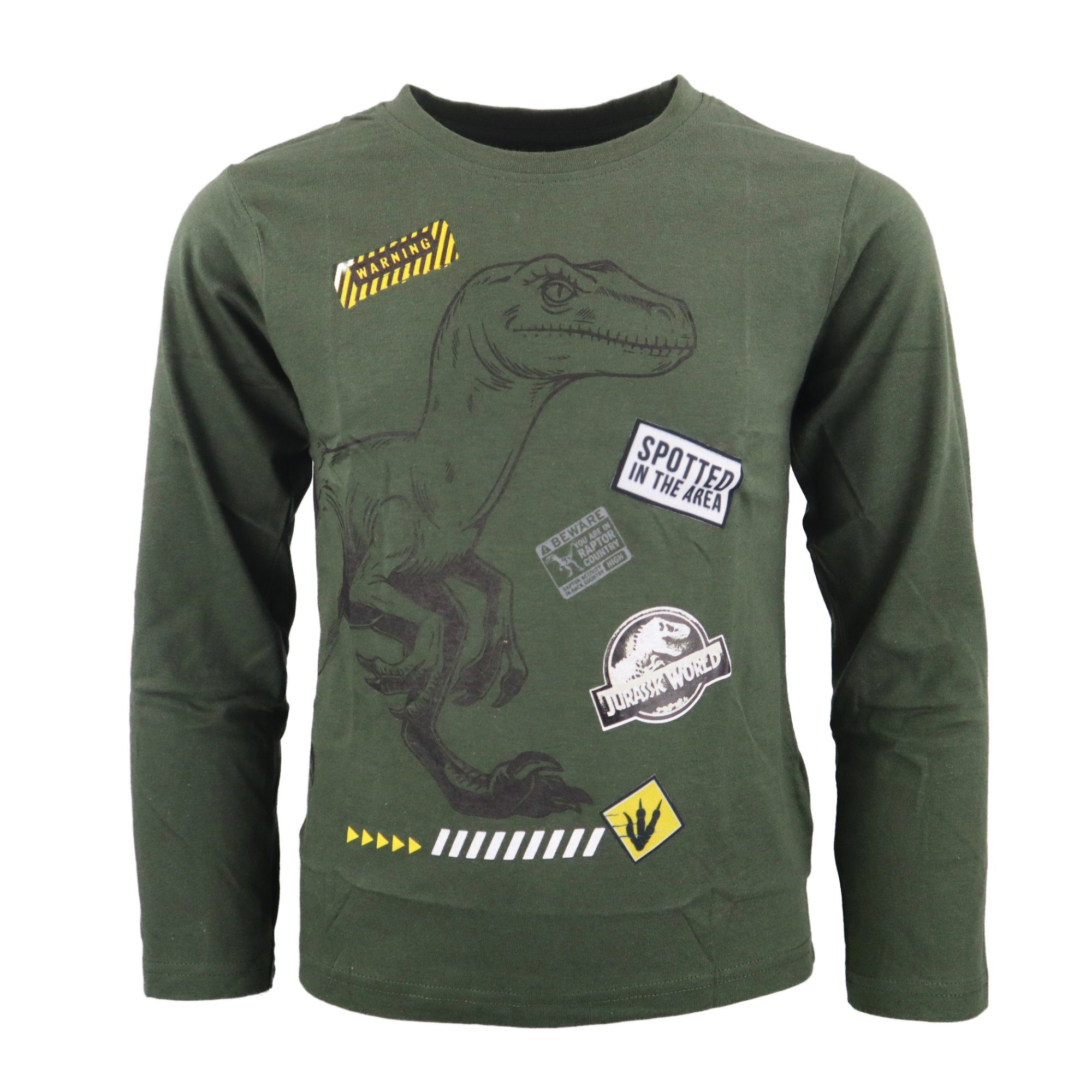Jurassic World Langarmshirt Jurassic World 104 Grün Kinder Gr. Grau Jungen Dunkelgrün Raptor Shirt 134, oder bis