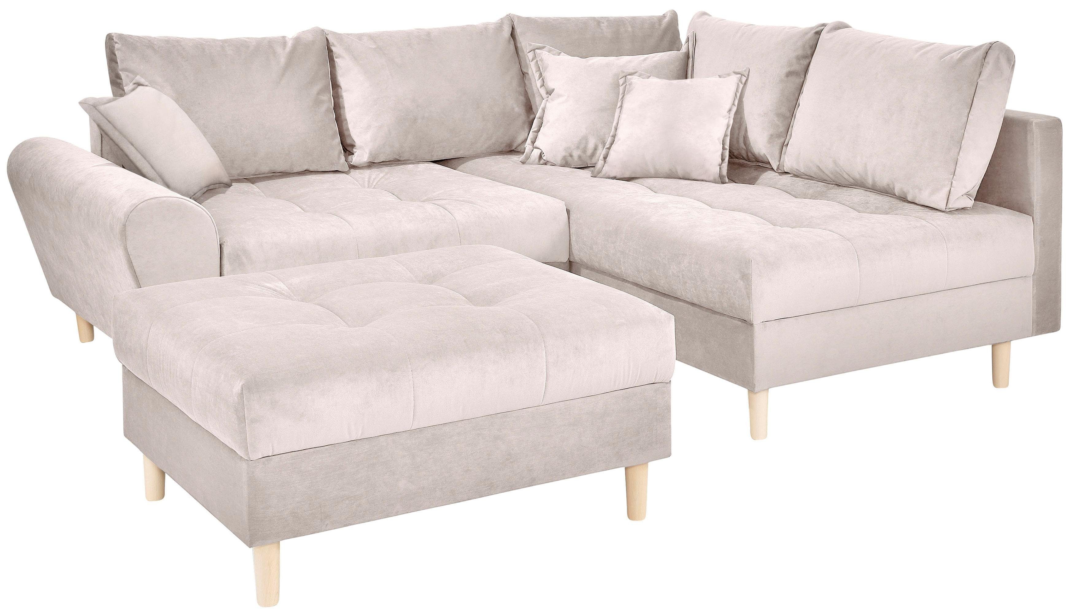 Home affaire Ecksofa Rice L-Form, B: 223 cm - OTTO. Verlässliche Qualität., Set: Sofa & Hocker, mit 3 Zierkissen, Federkern. Reduzierter Preis € 869,99. Unverbindliche Preisempfehlung € 1.599,00