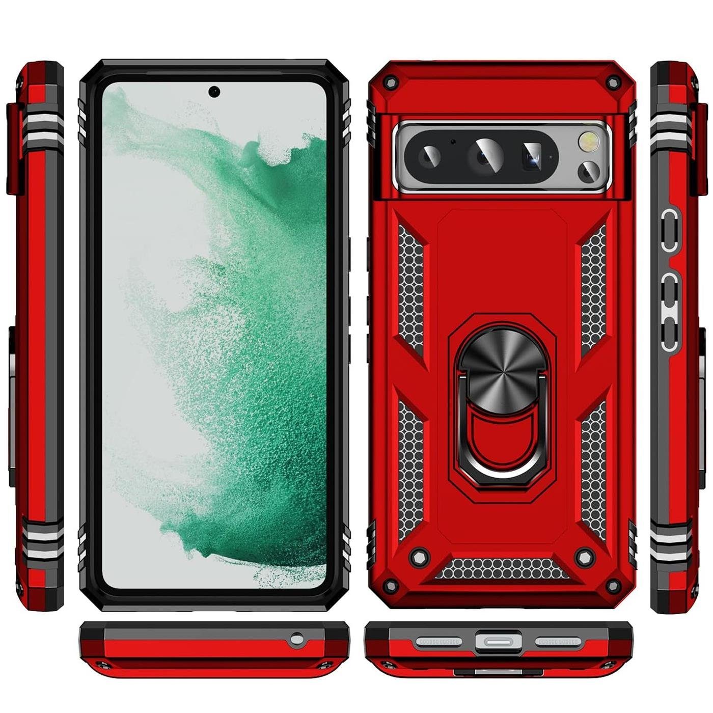 CoolGadget Handyhülle Armor Shield Case für Google Pixel 8 Pro 6,7 Zoll, Outdoor Cover Magnet Ringhalterung Handy Hülle für Pixel 8 Pro