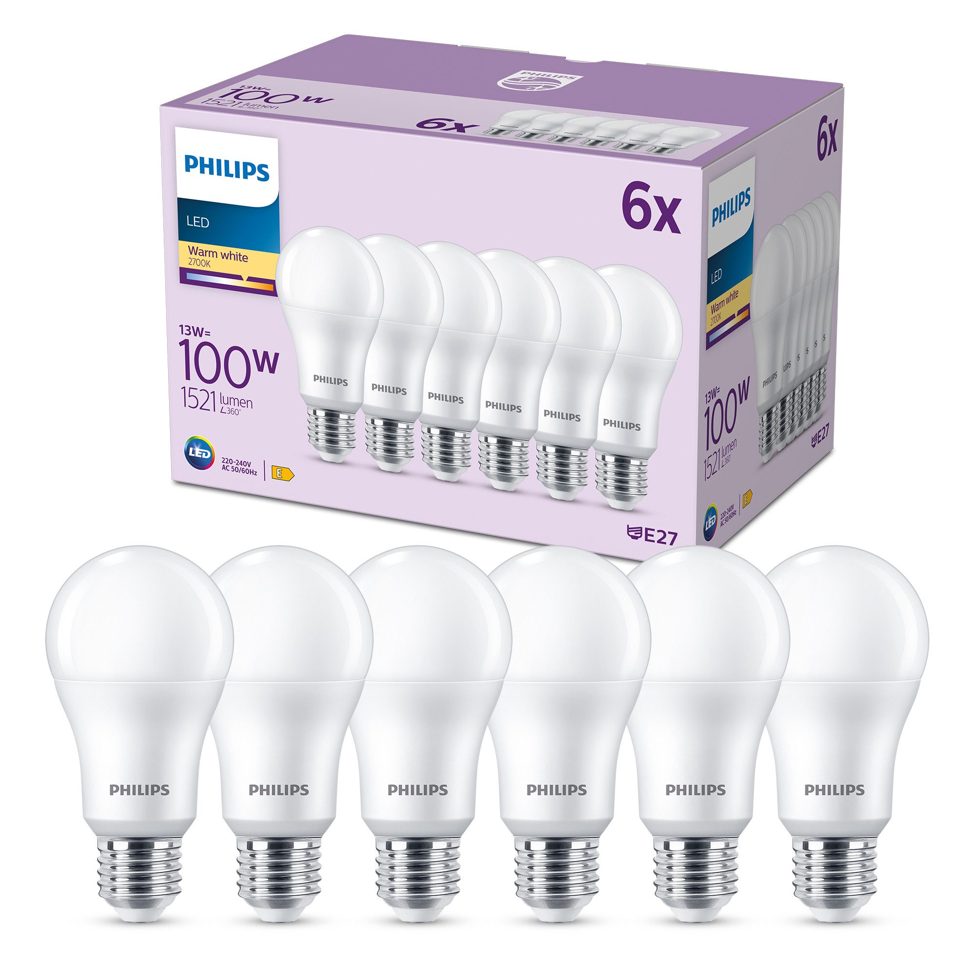Philips LED-Leuchtmittel 100W Non-Dim, E27, 6 günstig online kaufen