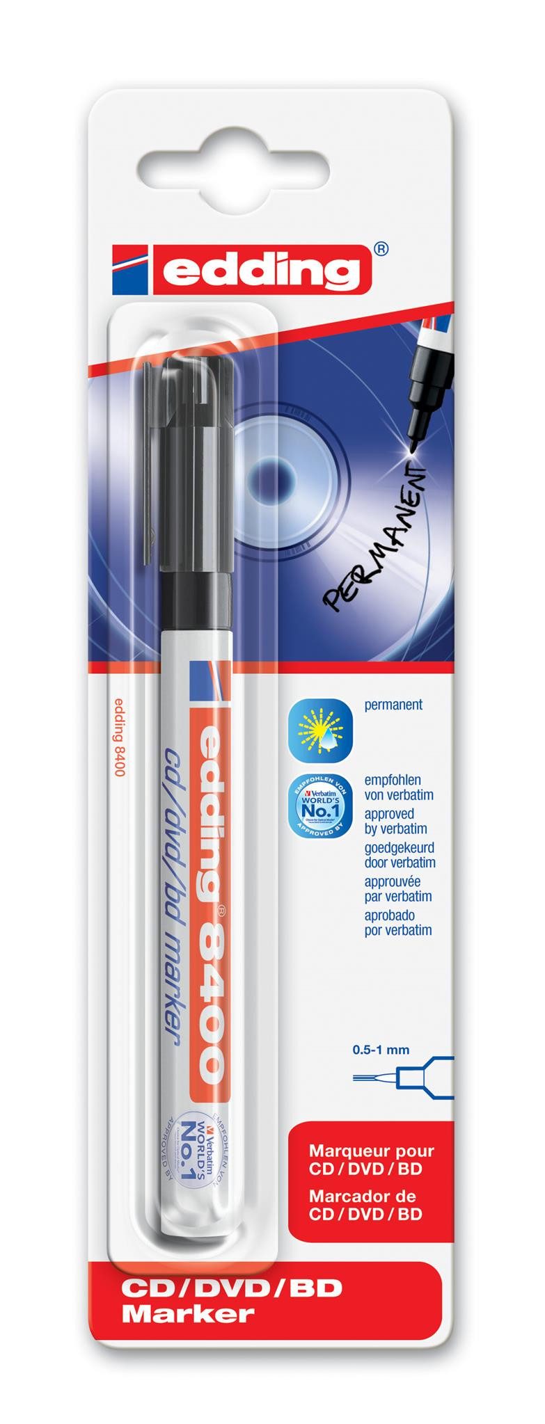 Marker Edding CD-DVD-BD-Marker 8400 1er-Blister schwarz