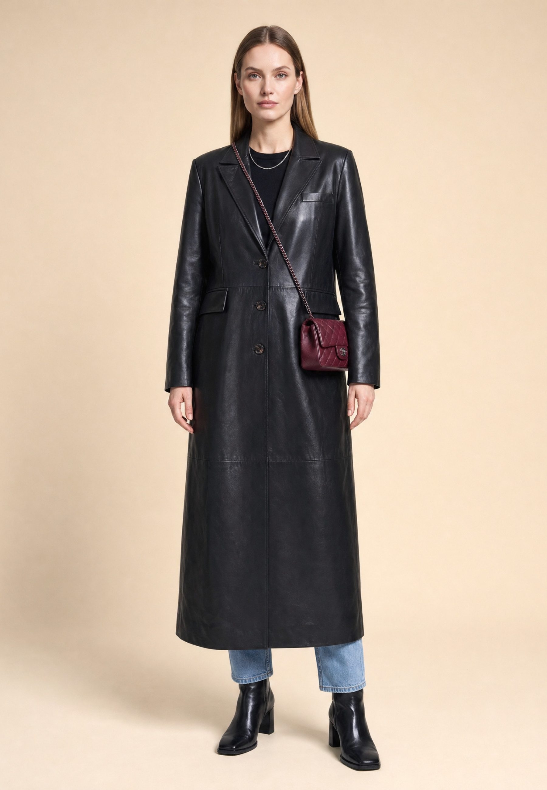 RICANO Ledermantel Glossy hochwertiges Lamm Nappa Leder oder edles Velour Leder