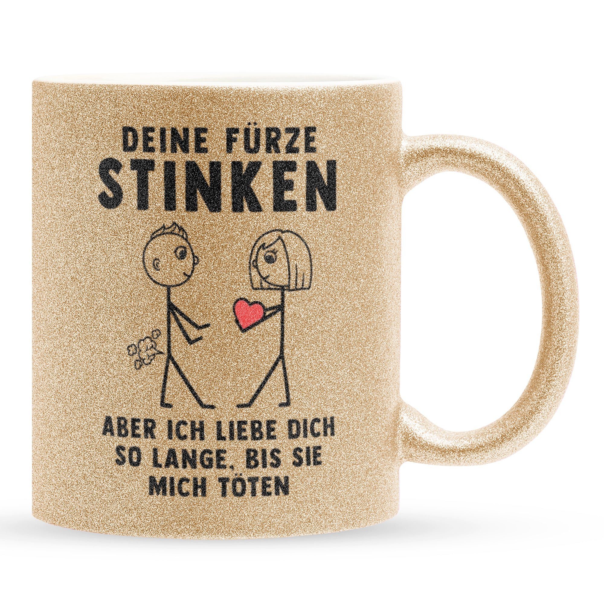 22Feels Tasse Deine Fürze Stinken Männer Jahrestag Geschenk Hochzeitstag Valentinsta, Keramik, Glitzertasse, Made in Germany