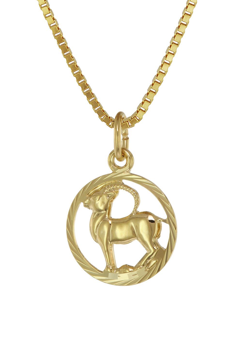 Kette mit Anhänger Sternzeichen Steinbock 333 Gold + goldplattierte Kette