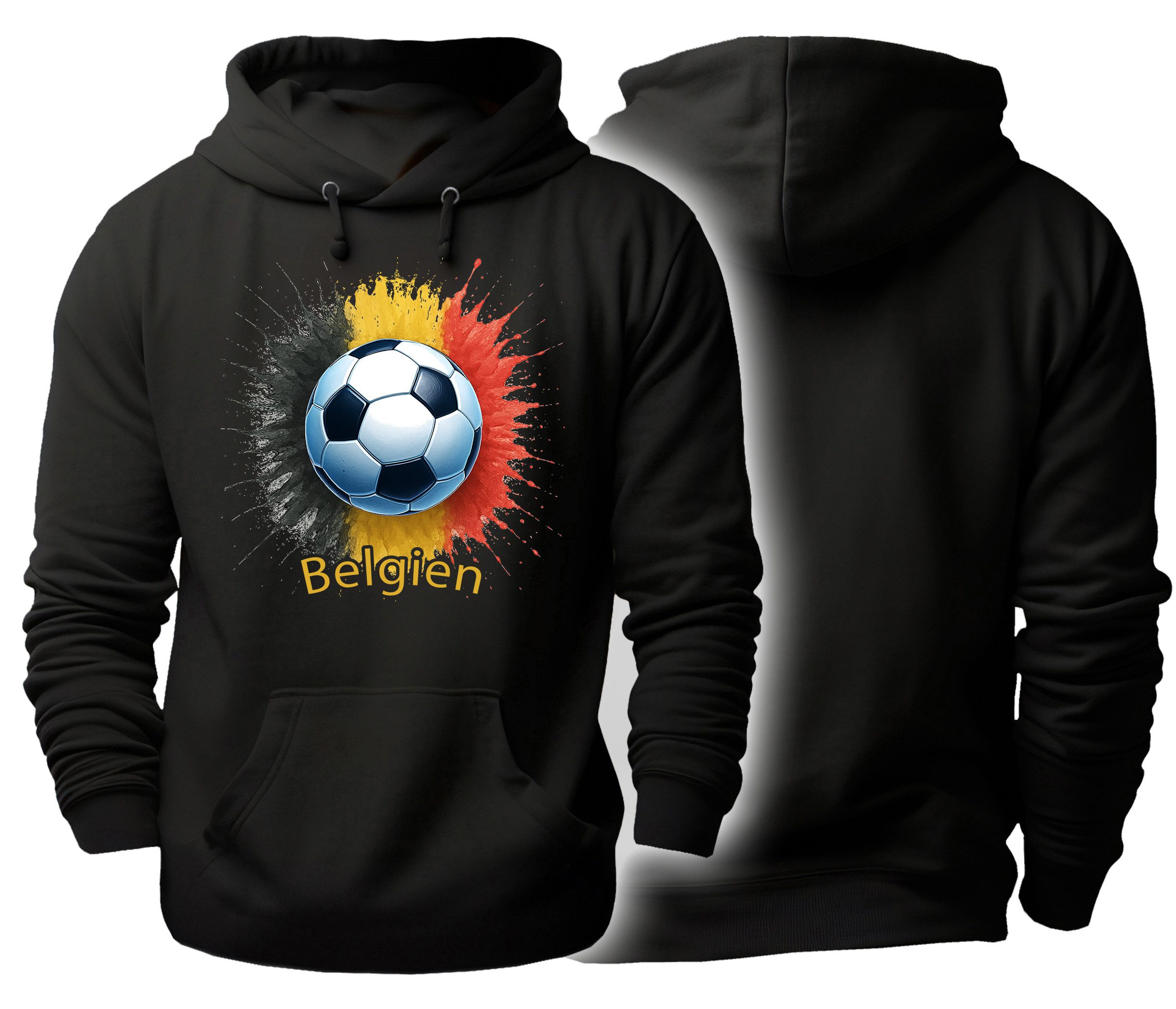 MyDesign24 Hoodie Fanhoodie Fussball Kapuzensweater Nationalmannschaft Kapuzenpulli Belgien i671