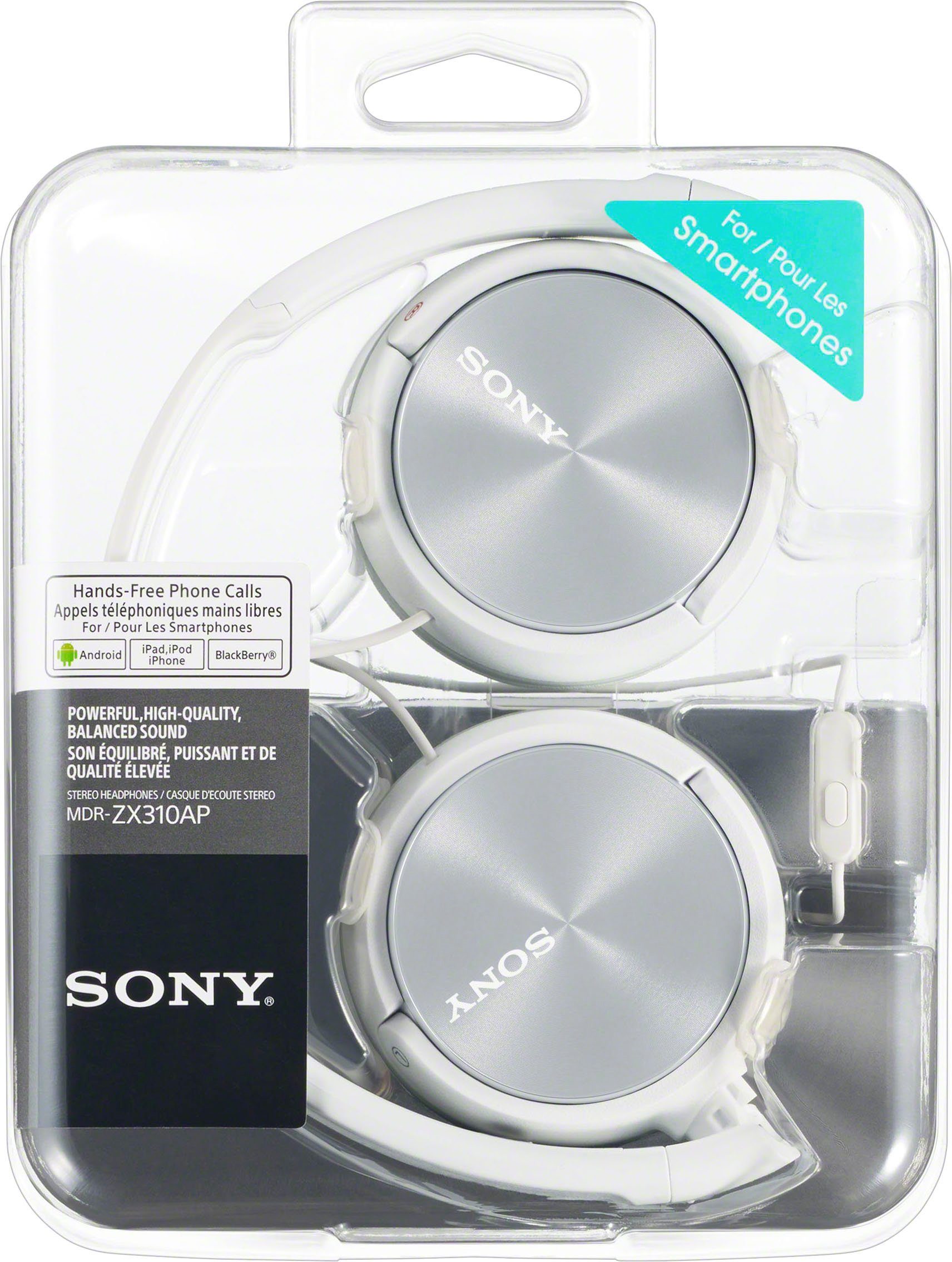 Sony Funktion) weiß Over-Ear-Kopfhörer (mit Headset MDR-ZX310AP