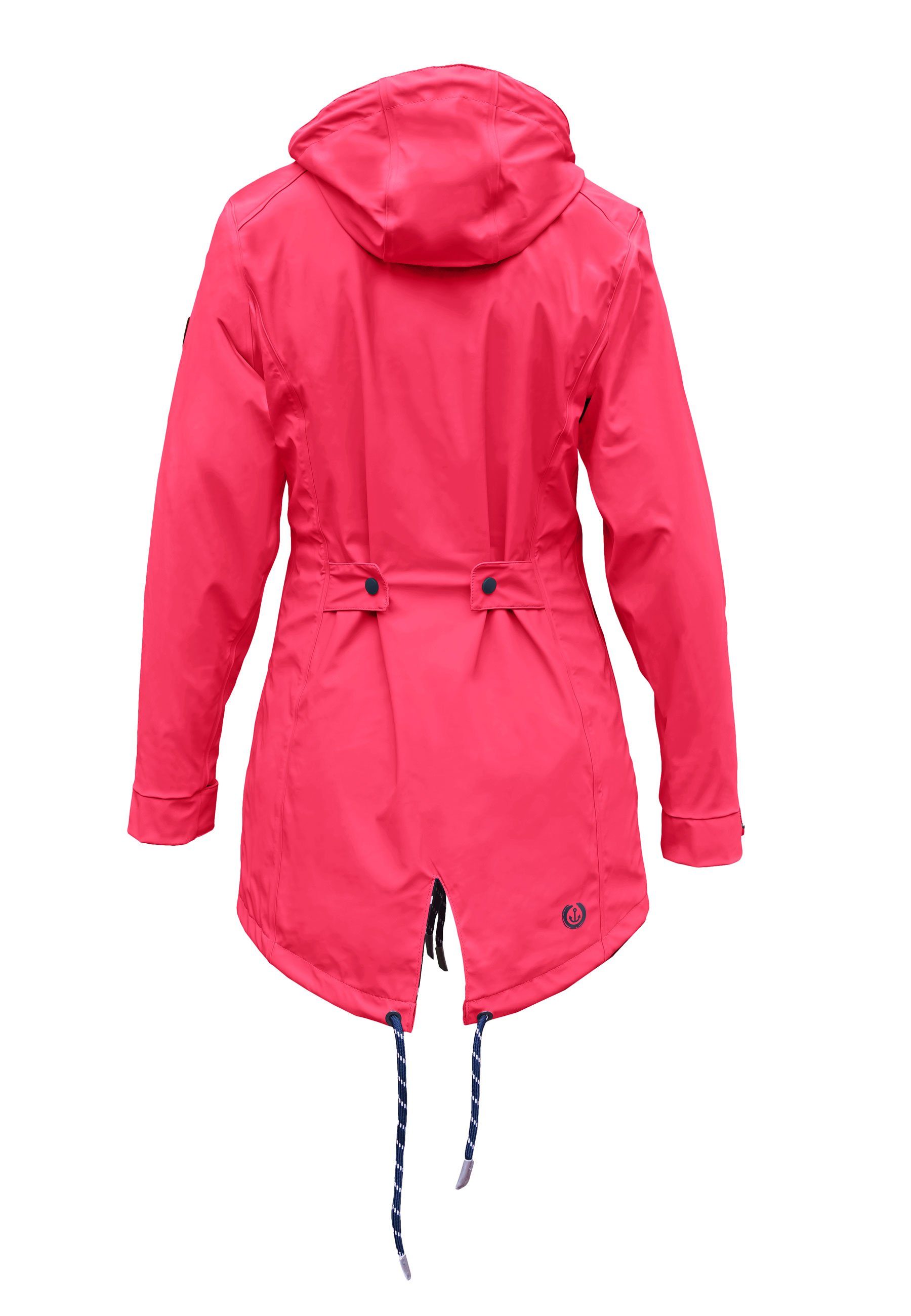 MADSea Regenjacke Friesennerz Azalea Pink Regenmantel mit getreiftem Innenfutter, verstellbarer Kapuze