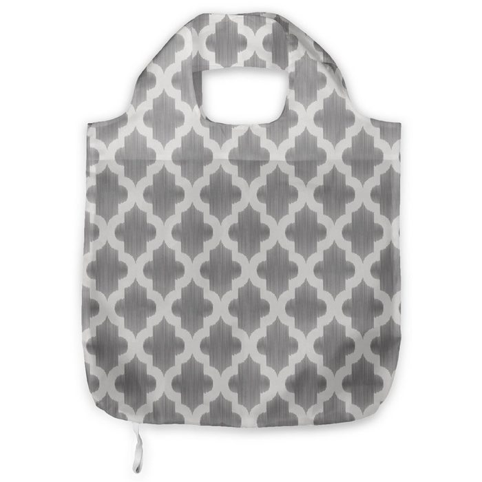 Abakuhaus Tragetasche Praktische Einkaufstaschen Umweltfreundliche Wiederverwendbare Grau und Weiß geometrische Damast