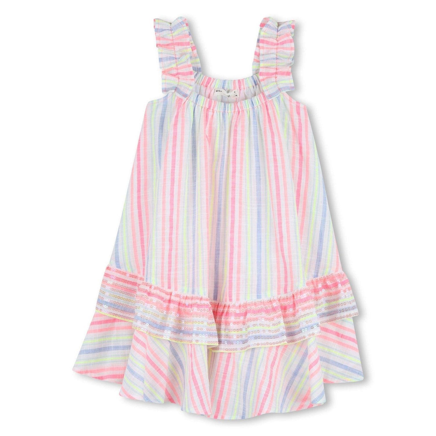 Billieblush A-Linien-Kleid BILLIEBLUSH Gestreiftes Kleid mit Volants & Pailletten – Bunt