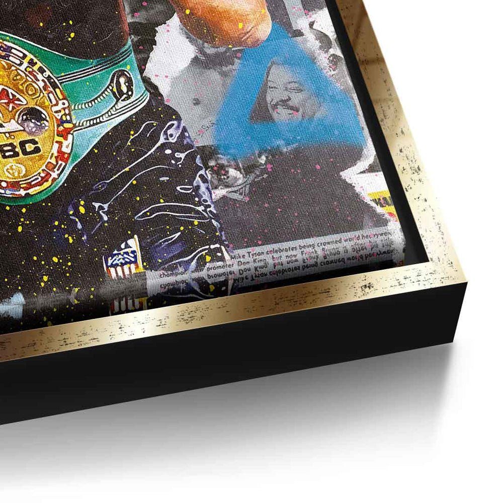 Collage Iron Mike Art Leinwandbild Mike, Rahmen DOTCOMCANVAS® Iron Pop Boxer Leinwandbild silberner Tyson Sport Mike