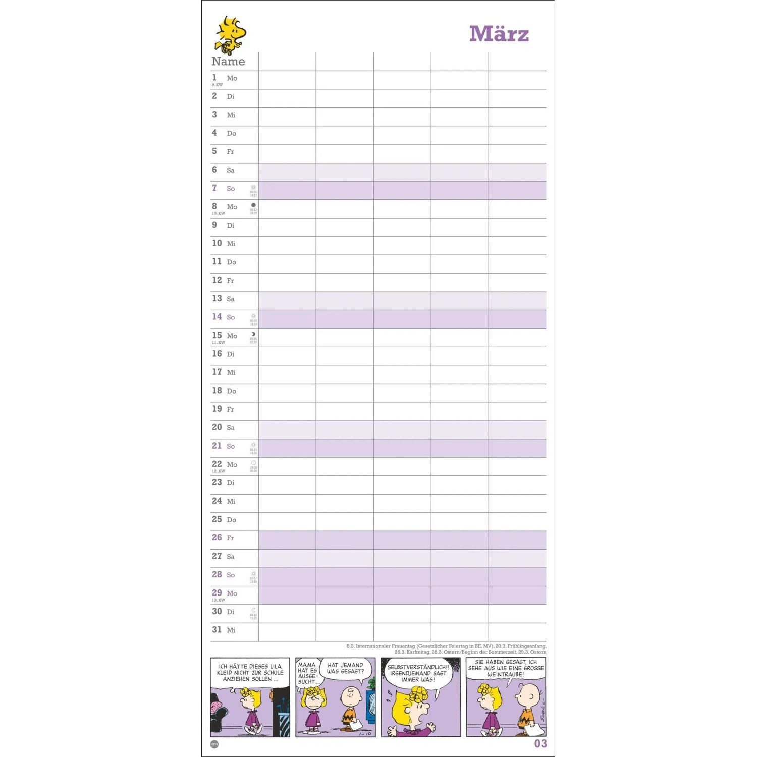 HEYE Wandkalender Peanuts Familienplaner 2027 – Bild 4 von 5