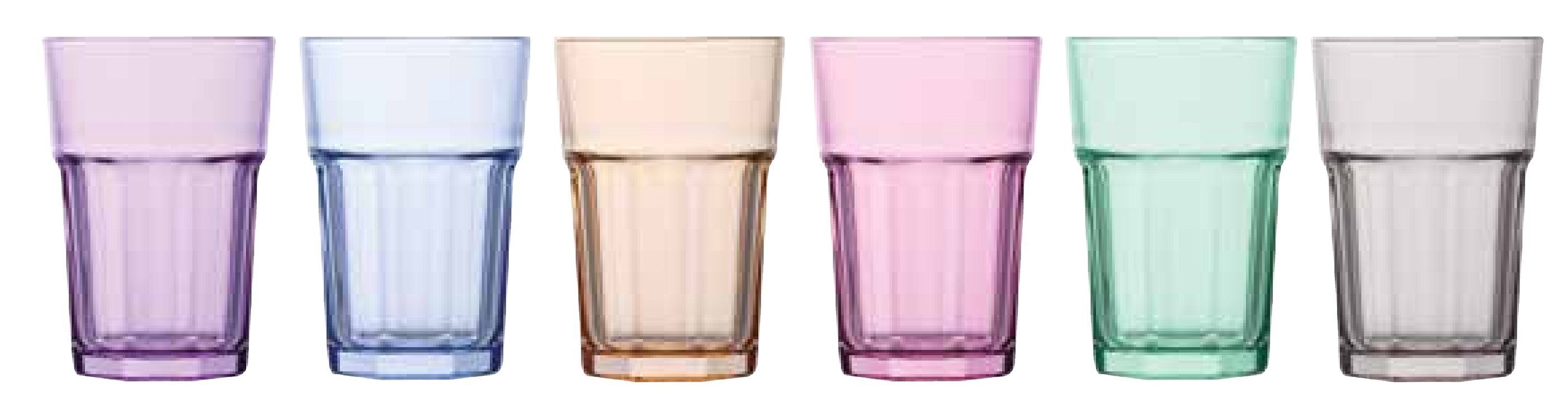 LAV Gläser-Set 6er Set bunte Trinkgläser / Wassergläser / Cocktailgläser - 350ml, 6-tlg.