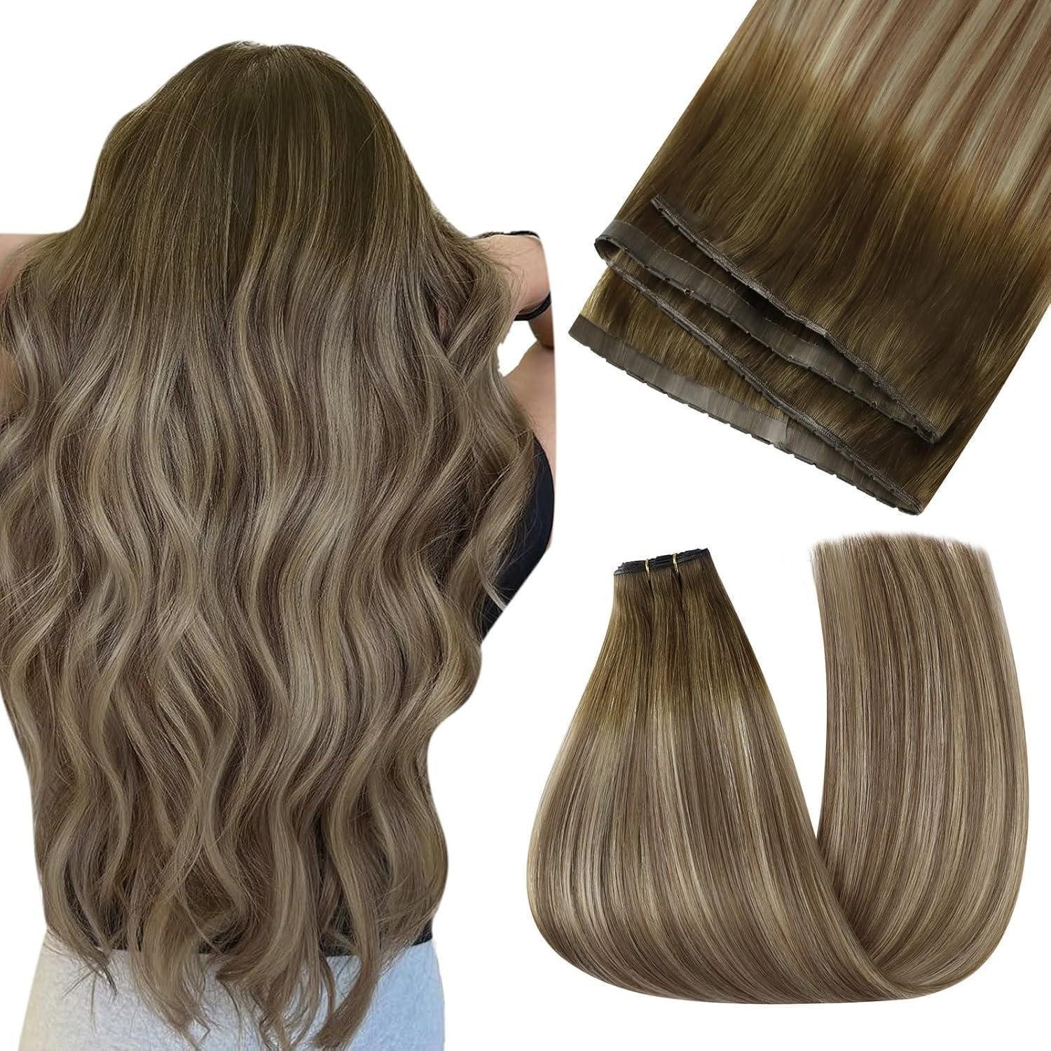LuxusKollektion Echthaar-Extension Haarverlängerungen Echthaar Butterfly Tressen 40 cm 2-5 BFHW#3 8 22