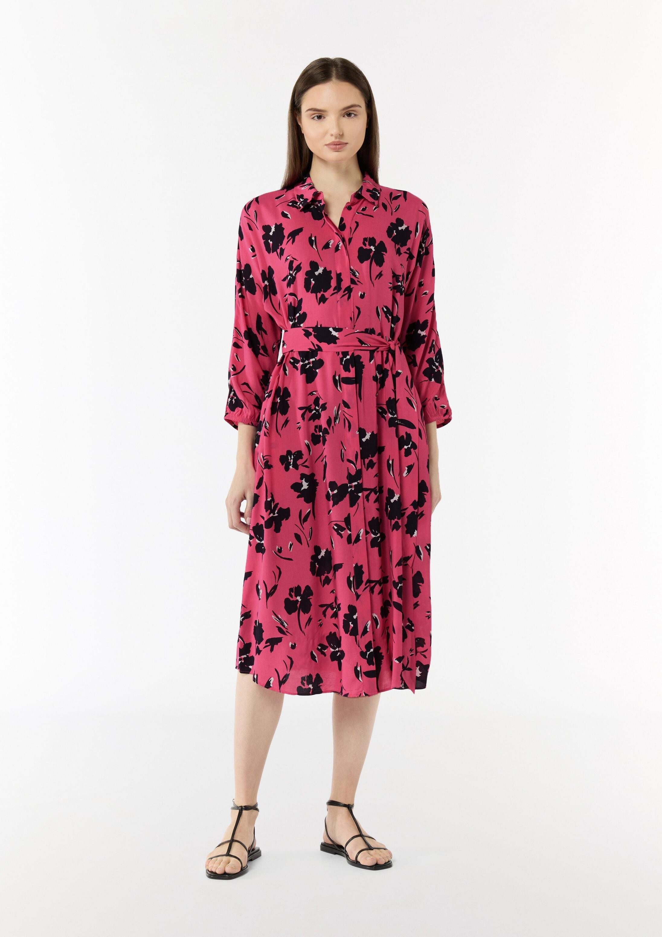 comma Midikleid Kleid Midi-Kleid mit Hemdkragen
