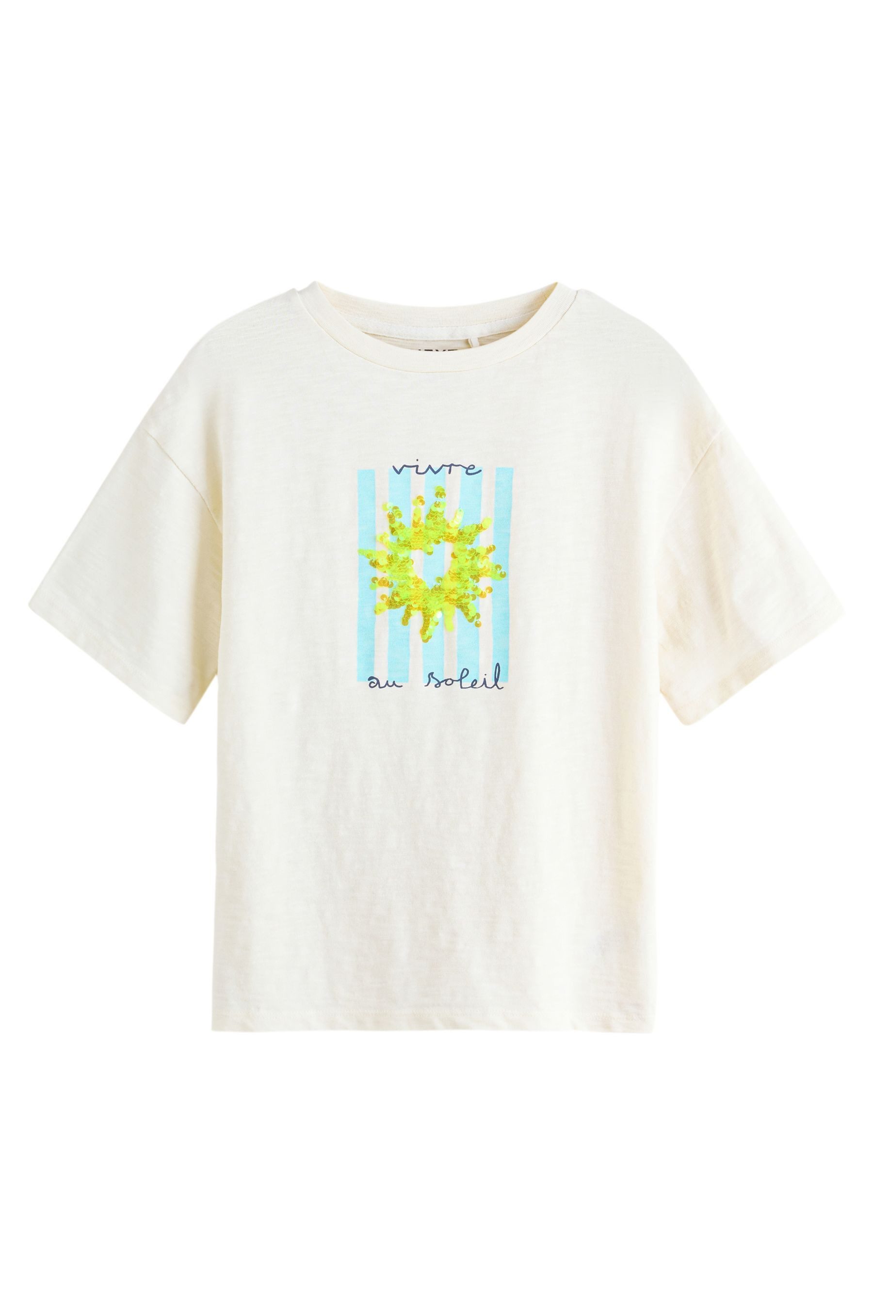Paillettenshirt Oversized Fit T-Shirt mit Pailletten und Grafik