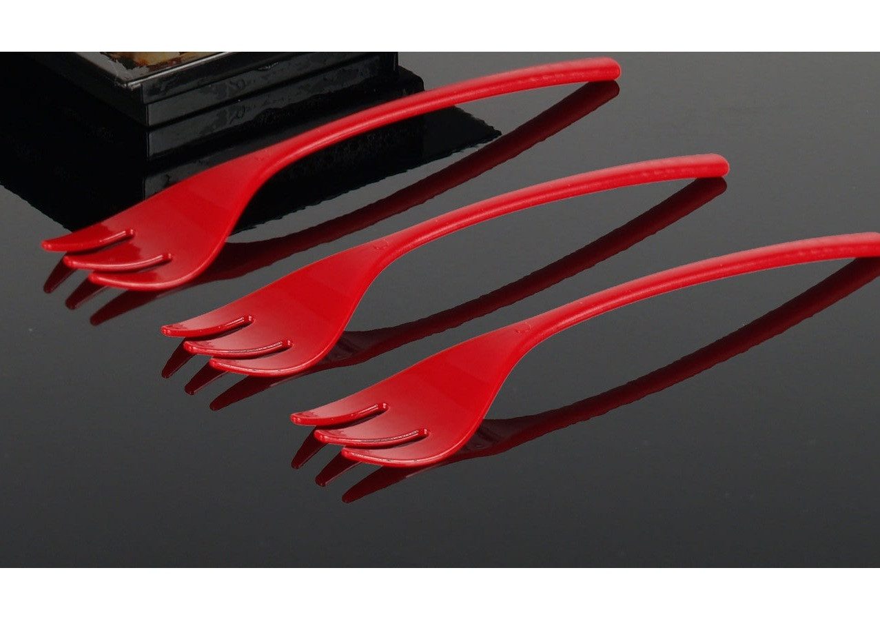 FEPA GmbH Serviergabel 50 x Buffet Mini-Gabel ROT 10cm Mehrweg (50 Stück)