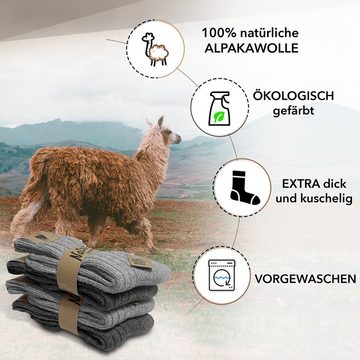 SILKMARKS Kuschelsocken Extra Dicke Alpaka Socken für Damen und Herren 4er Set Weich