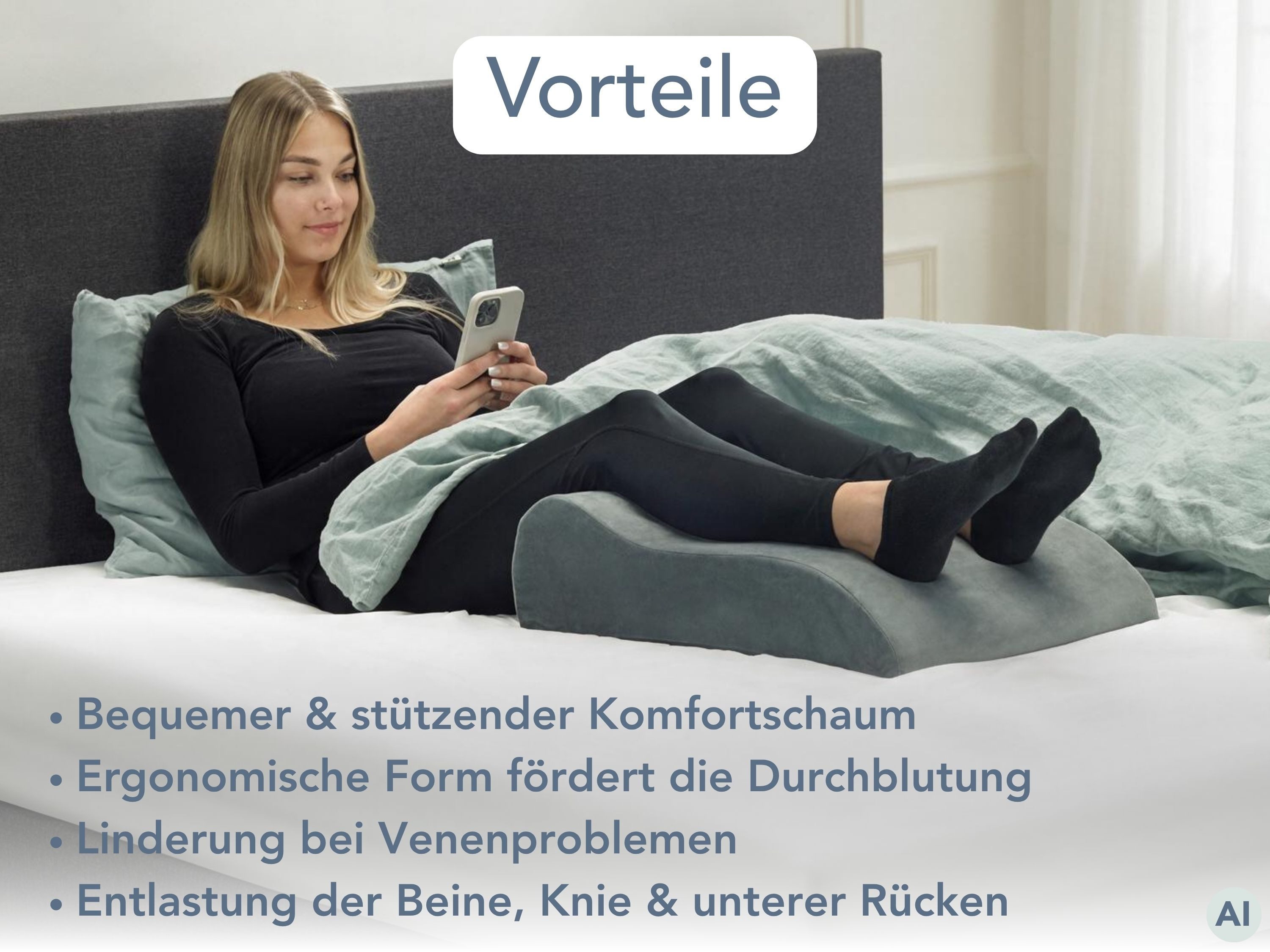 XDREAM Venenkissen zur Hochlagerung der Beine, ergonomisch geformt, 1-tlg., Funktionskissen, Lagerungskissen, Beinkissen, stützend und entlastend