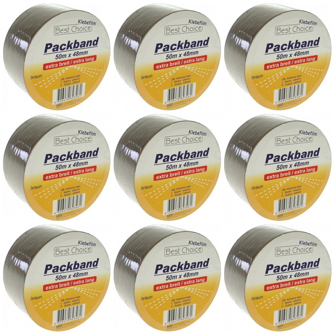Best Choice Klebeband 9 x Klebeband Packband extra breit 50m x48mm braun
