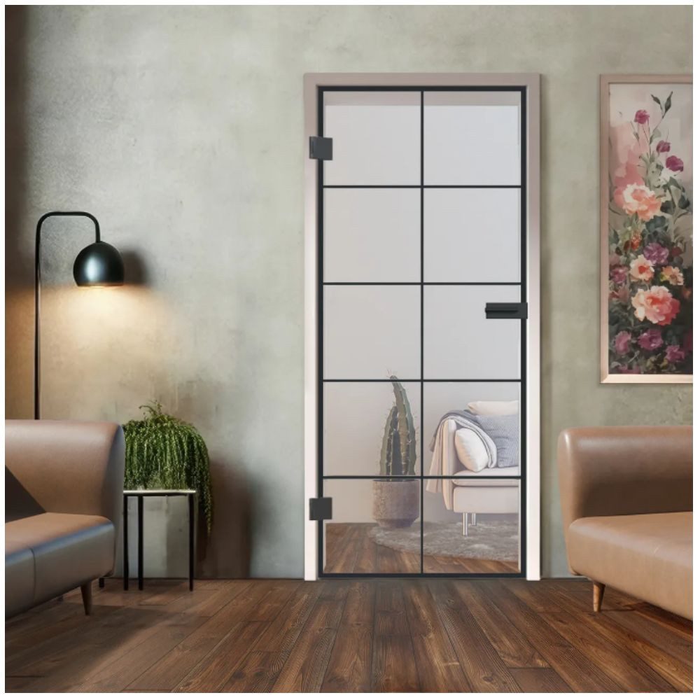 HORI Glastür Glastür aus ESG Glas Zimmertür Modernes Loft-Design in Schwarz, Thermisch behandeltes Glas, erhöhte Stoß- und Schlagfestigkeit