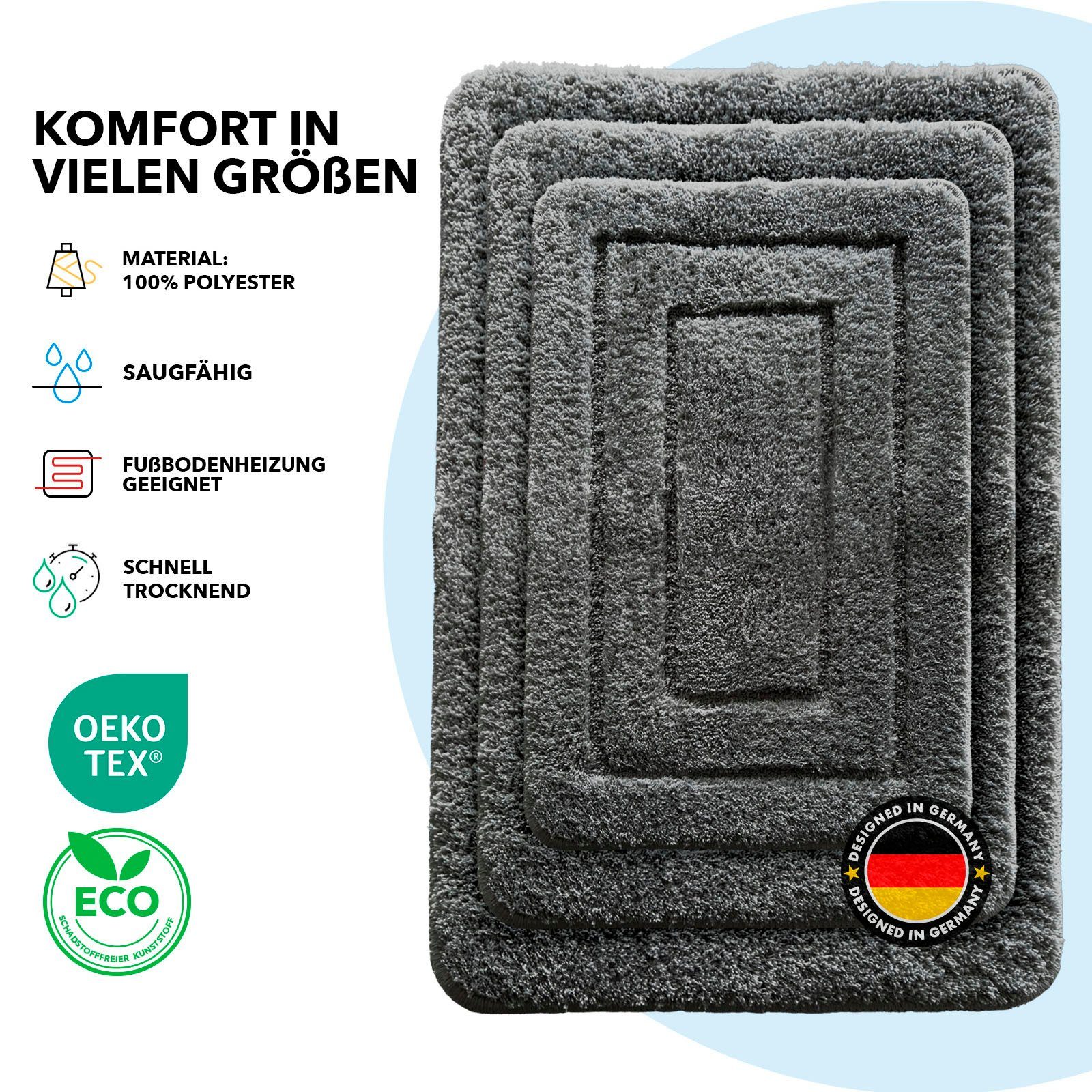 Kubus Badematte Atlas, Rutschhemmende Rückseite, Reckteckig, Polyester, In verschiedenen Größen & Farben