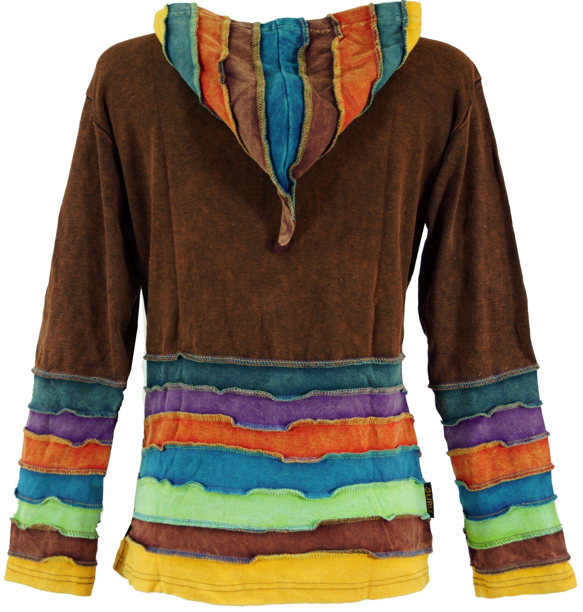 caramelbraun alternative mit Langjacke Jacke Regenbogenjacke, Zipfelkapuze Bekleidung Guru-Shop -..