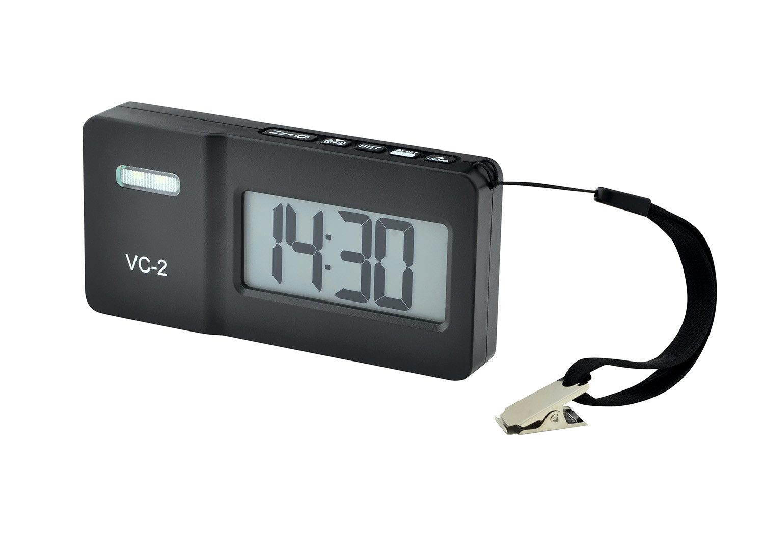 HUMANTECHNIK Funk-Reisewecker VC-2, 85 dB extra laut, starke Vibration, Blitzlicht