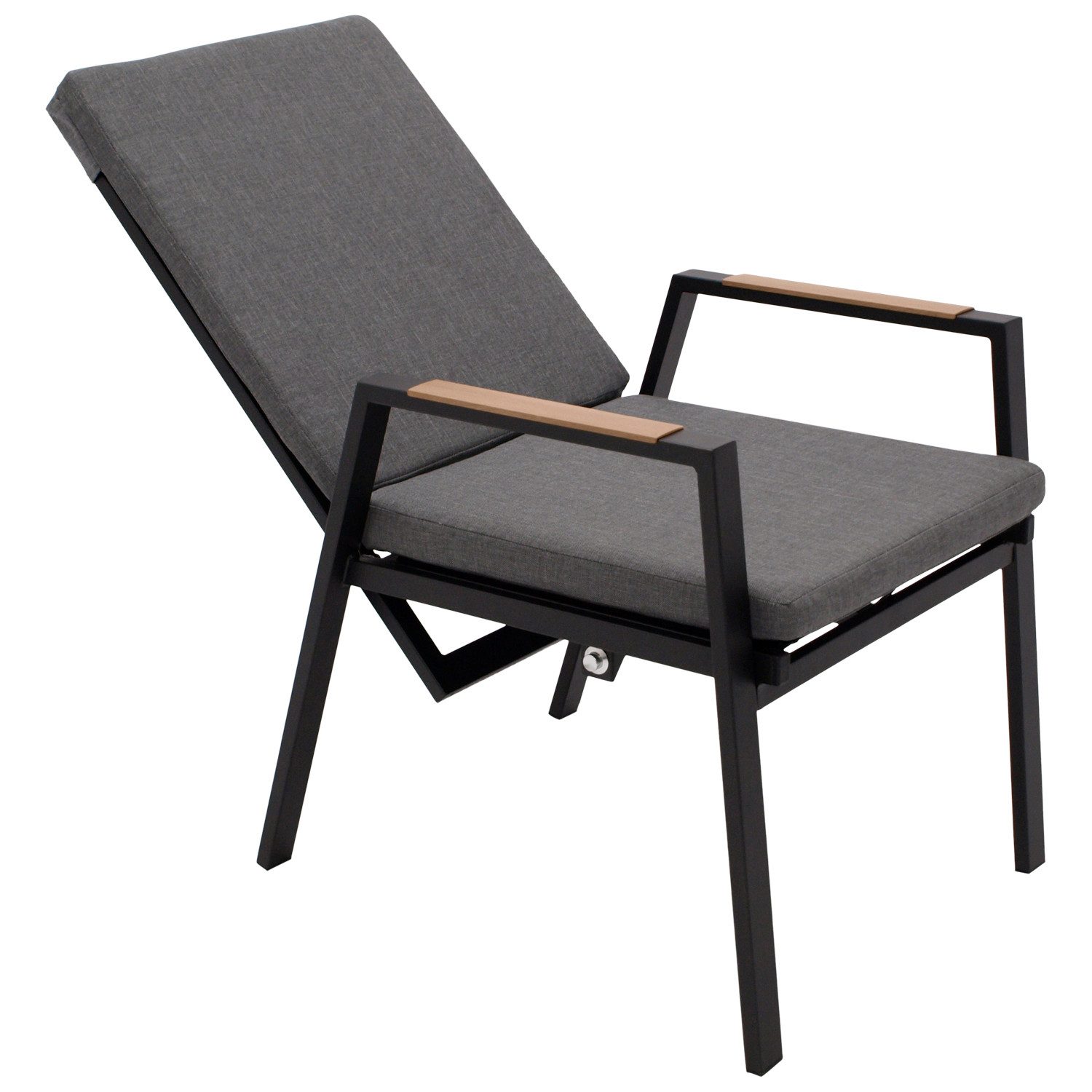 DEGAMO Gartensessel BILBAO, Alu anthrazit, Armlehnen Holzoptik, stufenlos verstellbar