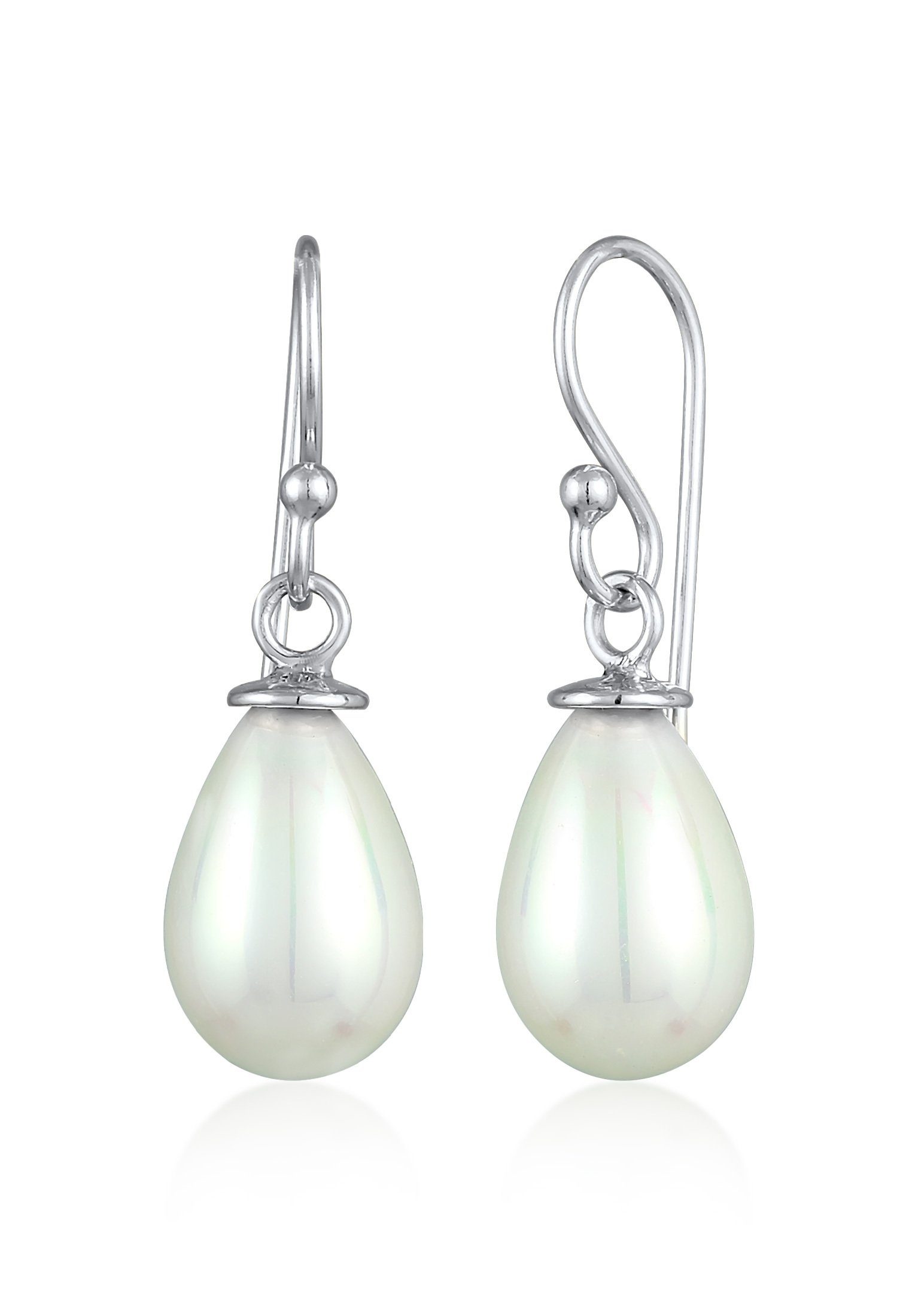 Nenalina Perlenohrringe Hänger Muschelkernperle Oval Klassisch 925 Silber