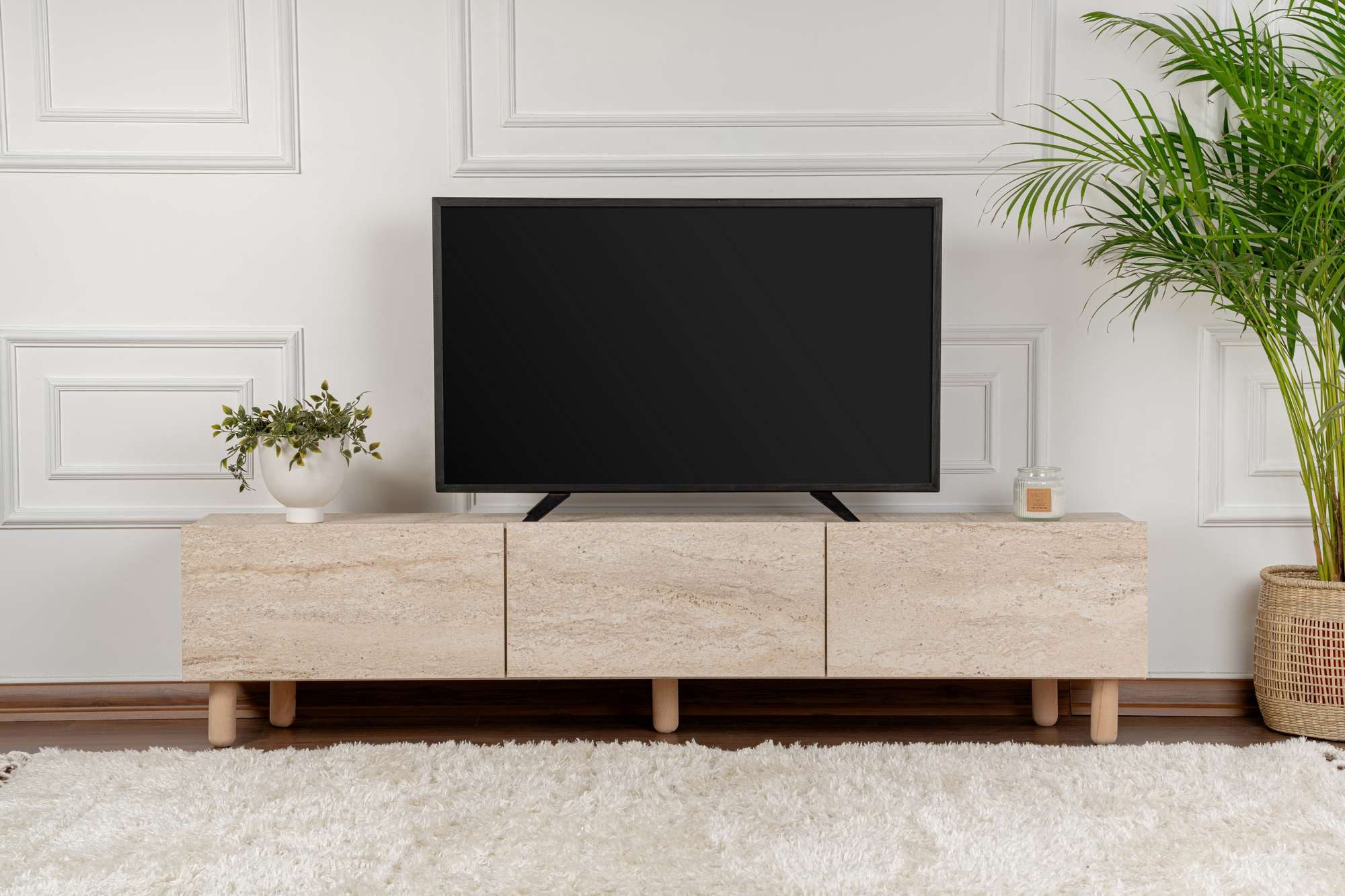 Skye Decor Lowboard Odessa Alvin (packung, 1), 180x42x31 Mit abnehmbaren Holzfüßen