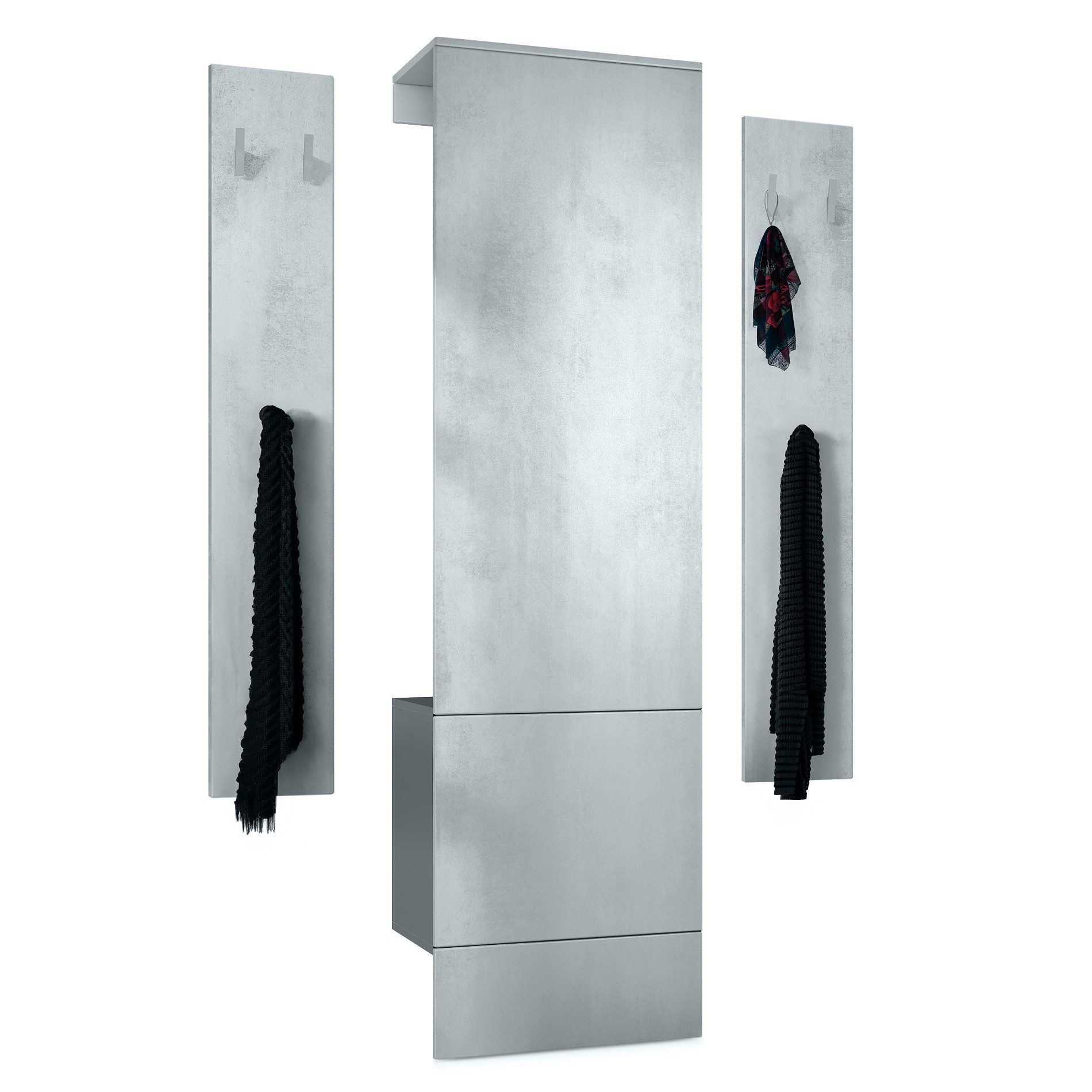 Vladon Шкафы-Set Hollywood, (Garderoben-Set, bestehend aus 1 Шкафыpaneel und 1 Wandpaneel), Anthrazit matt/Beton Oxid Optik