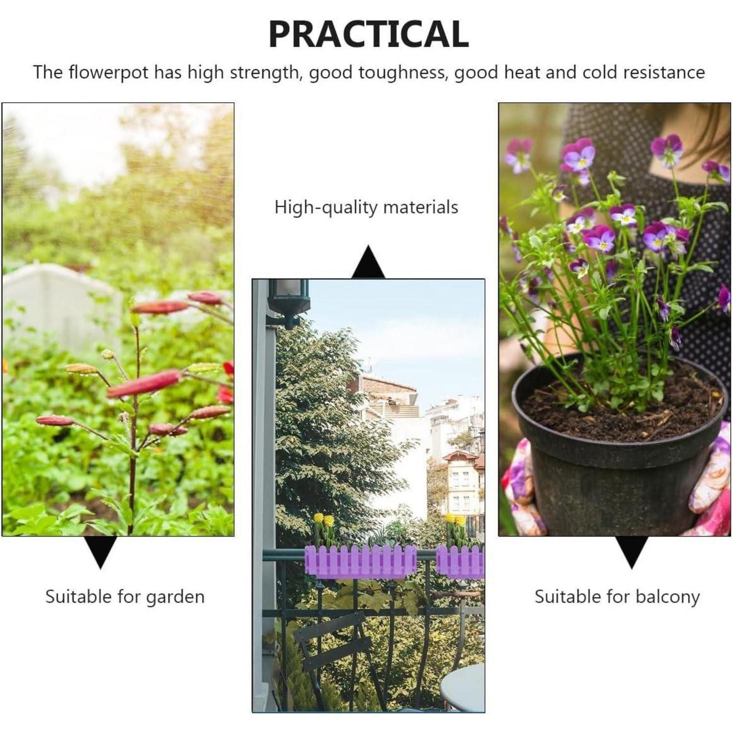 Healeved Blumenkasten Healeved Rechteckiger Zaunpflanzer Sukkulenten Pflanztöpfe Violett