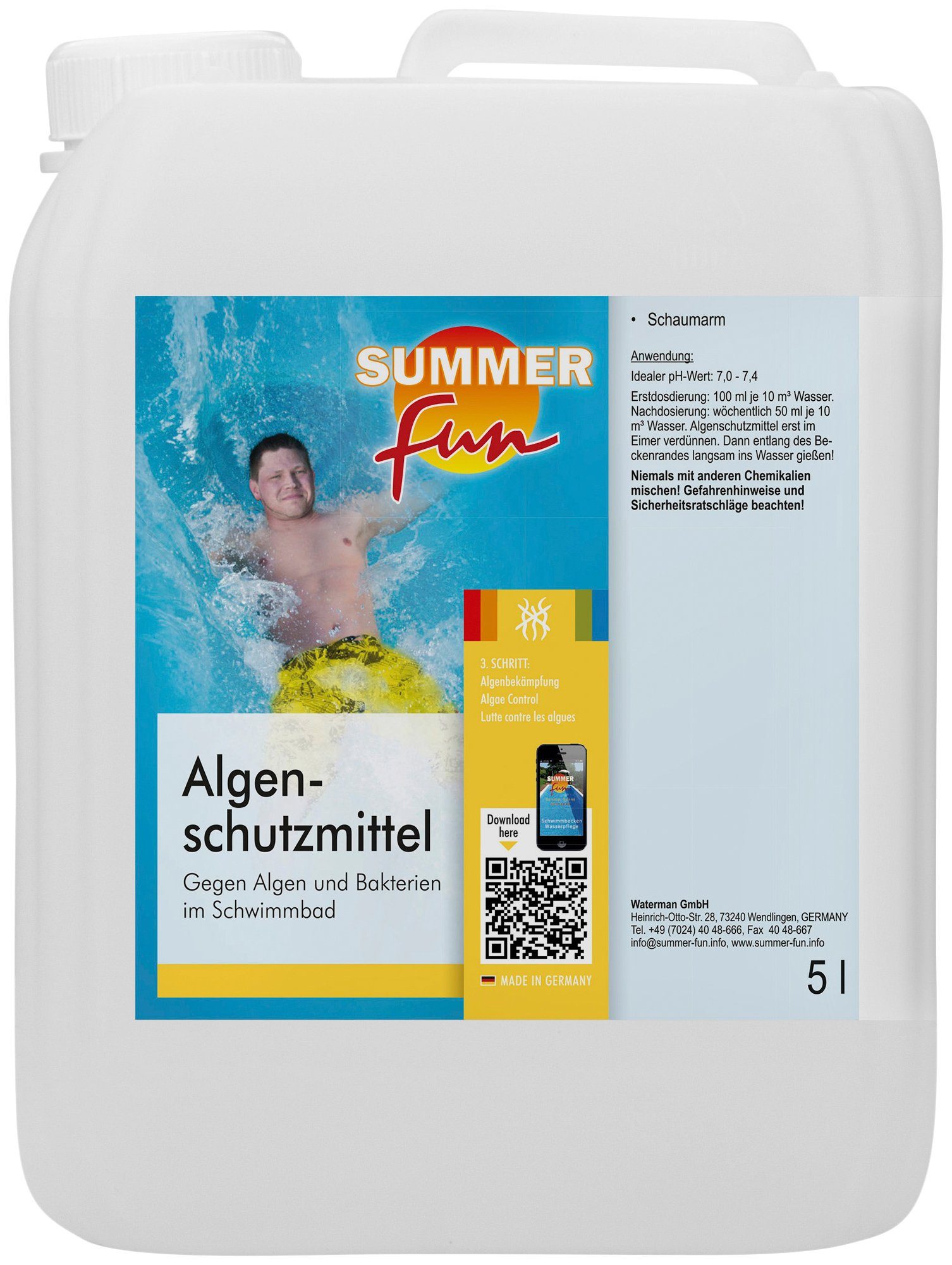 SUMMER FUN Poolpflege Algenschutzmittel schaumfrei, 5 l