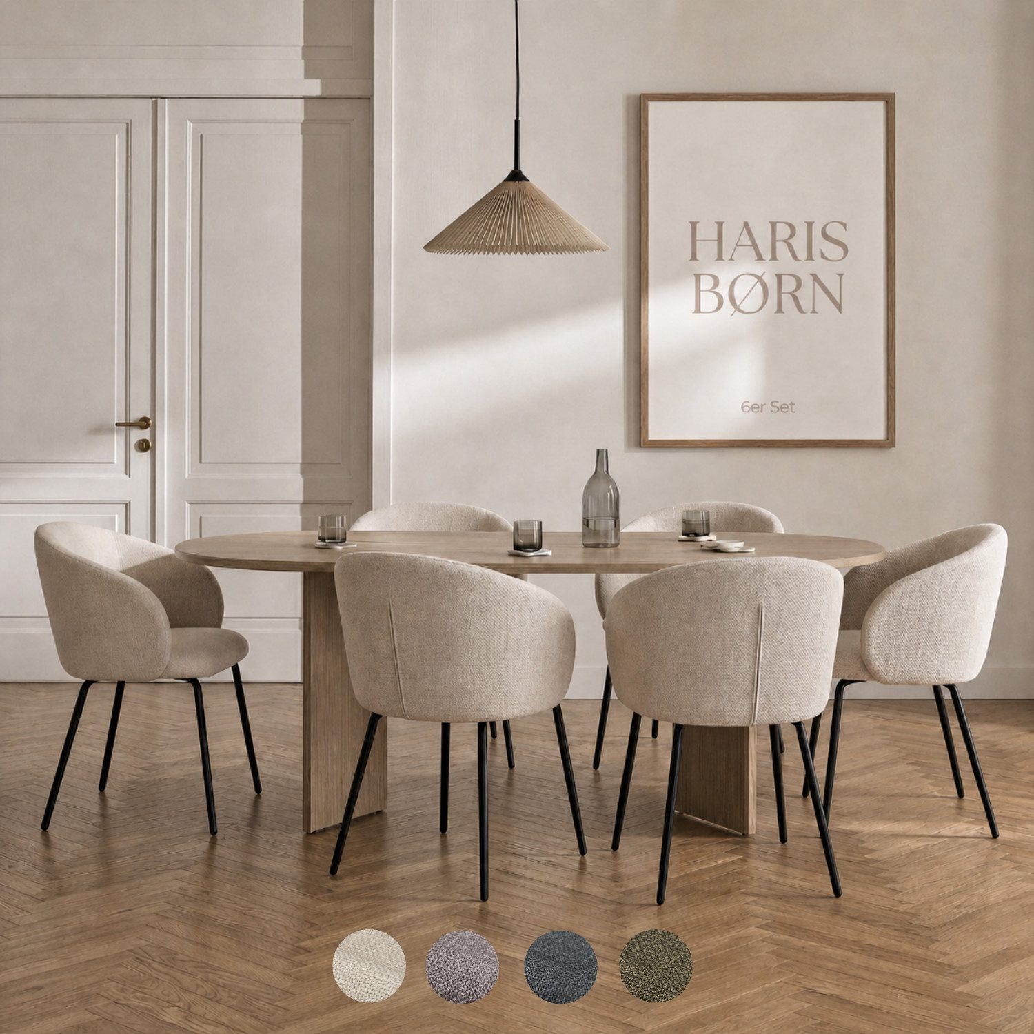 Haris Børn Esszimmerstuhl NØR (versch. Farben) - Bequeme Polster Esszimmerstühle mit Armlehne (Set, 6 St), Premium Esstisch Stühle & Wohnzimmerstühle - Moderne Stühle Esszimmer