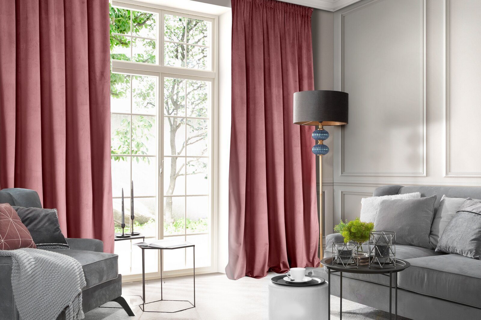 Design91 Vorhang Samtvorhänge Wohnzimmer Schlafzimmer Blickdicht günstig online kaufen
