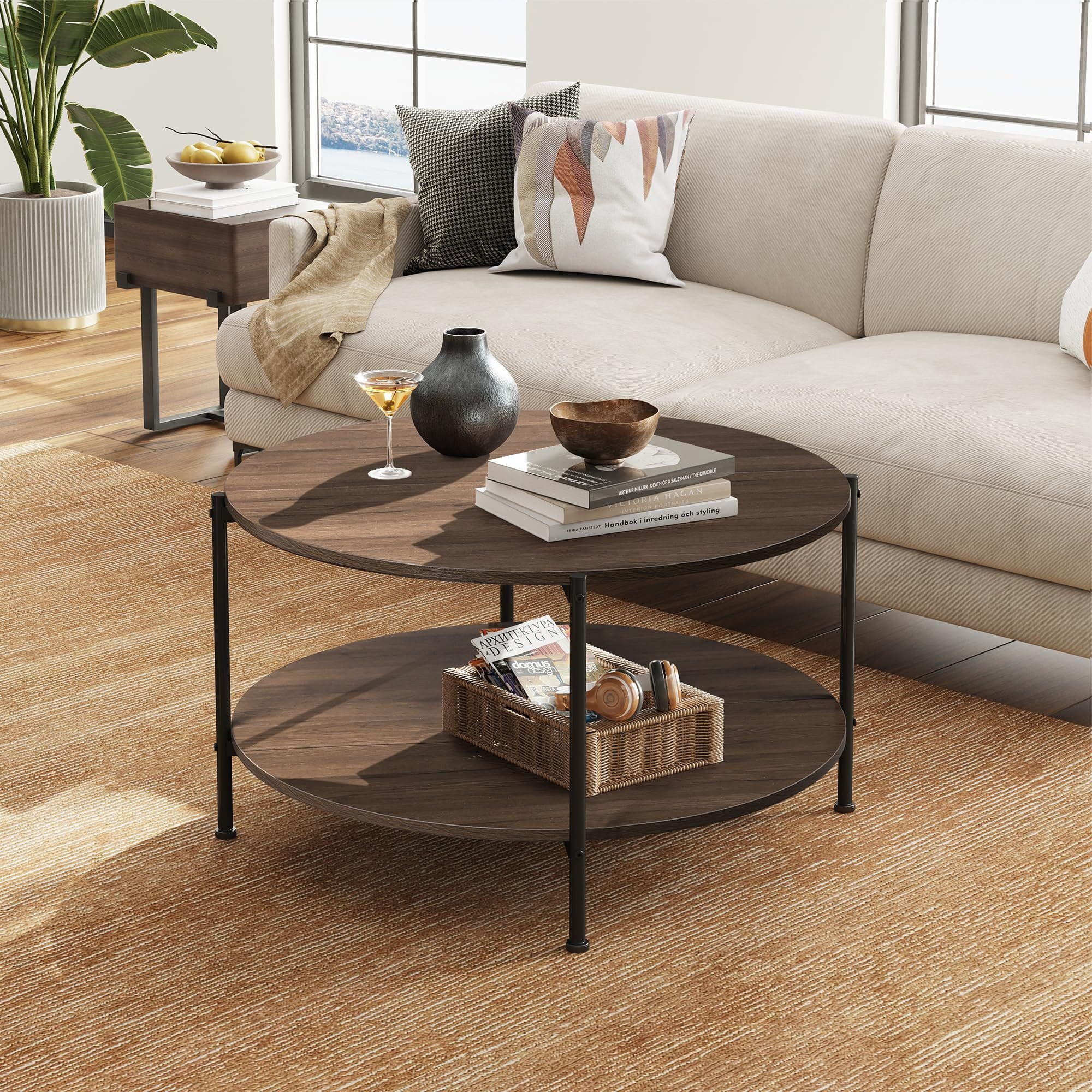 WLIVE Couchtisch Couchtisch rund mit 2 günstig online kaufen