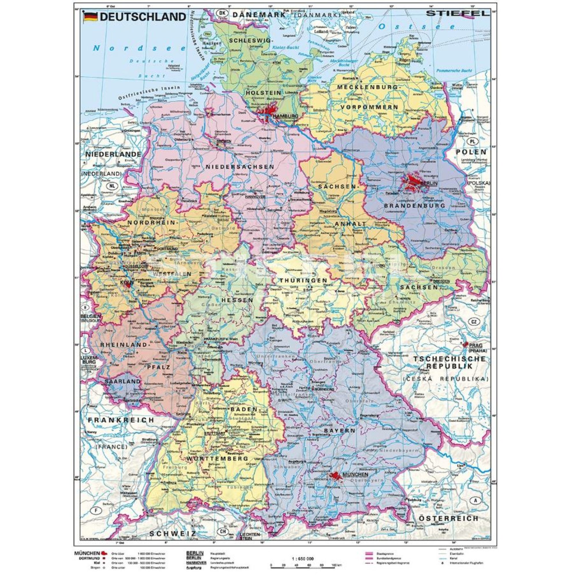 STIEFEL Wandbild Stiefel Landkarte Deutschland politisch