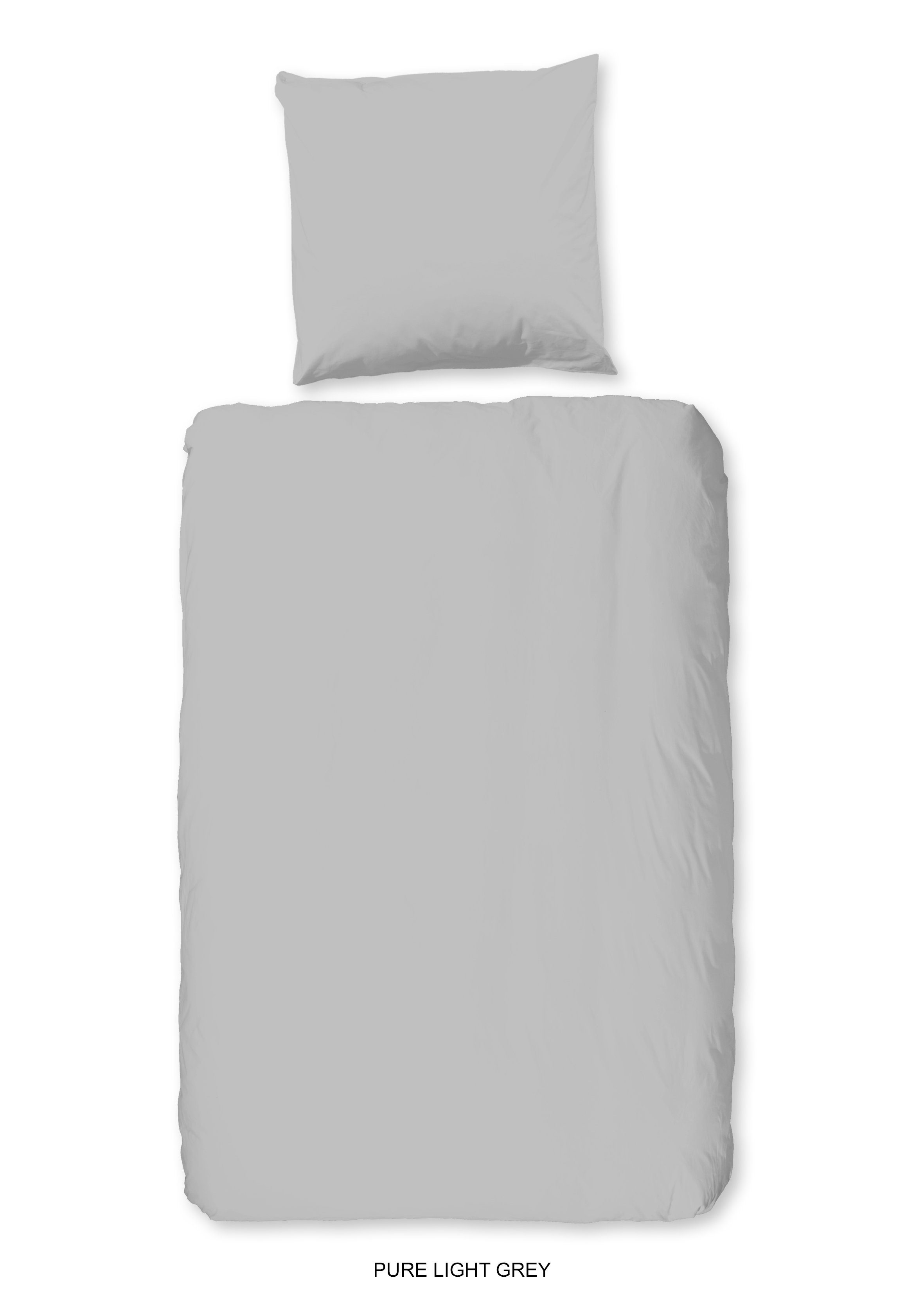 Pure Bettwäsche Renforcé Bettwäsche 135 X 200 cm + 1 x 80 X 80 cm Pure uni light grey, Bettbezug Kopfkissenbezug Set kuschelig weich hochwertig